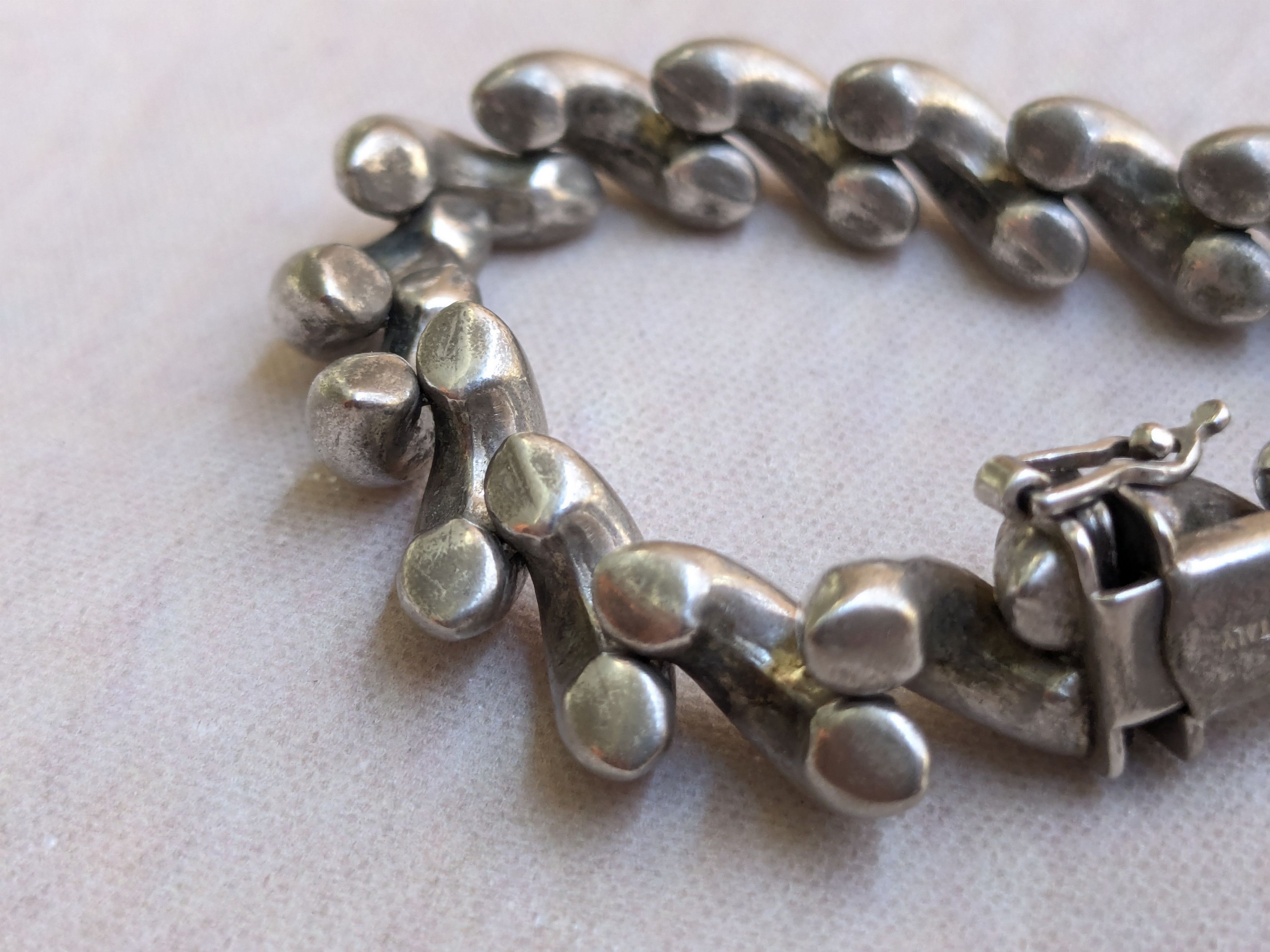 Vintage Vintage Sterling Silver Bracelet San Marcos Macaroni 7 Size ONE SIZE - 6 Thumbnail