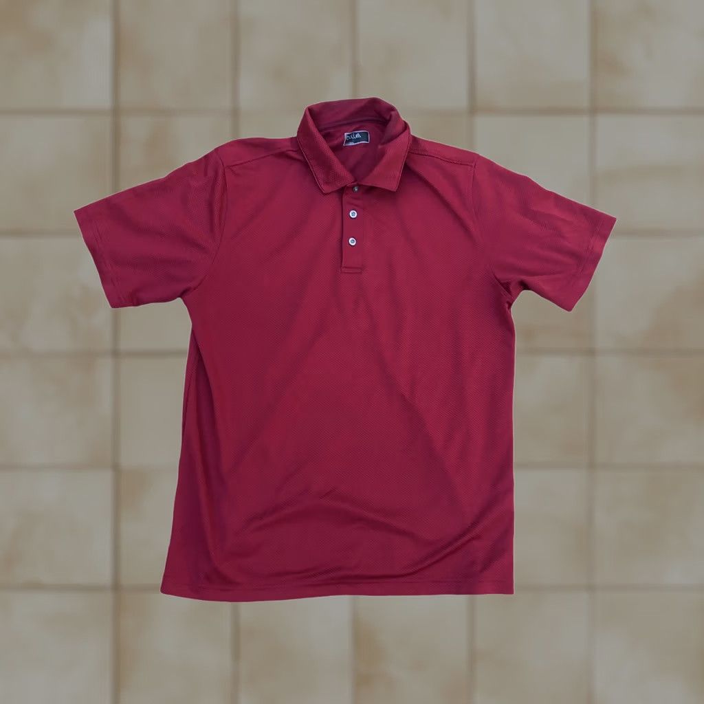 Vintage BOLLE Textured Polo Shirt Men's MEDIUM Red Short Sleeve Golf Moisture Wicking Shirt Size US M / EU 48-50 / 2 - 1 Thumbnail