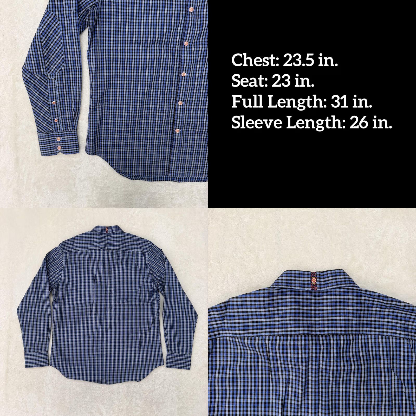 Robert Graham Robert Graham Shirt Mens Large Blue Check Tailored Fit Button Up Long Sleeve Size US L / EU 52-54 / 3 - 8 Thumbnail