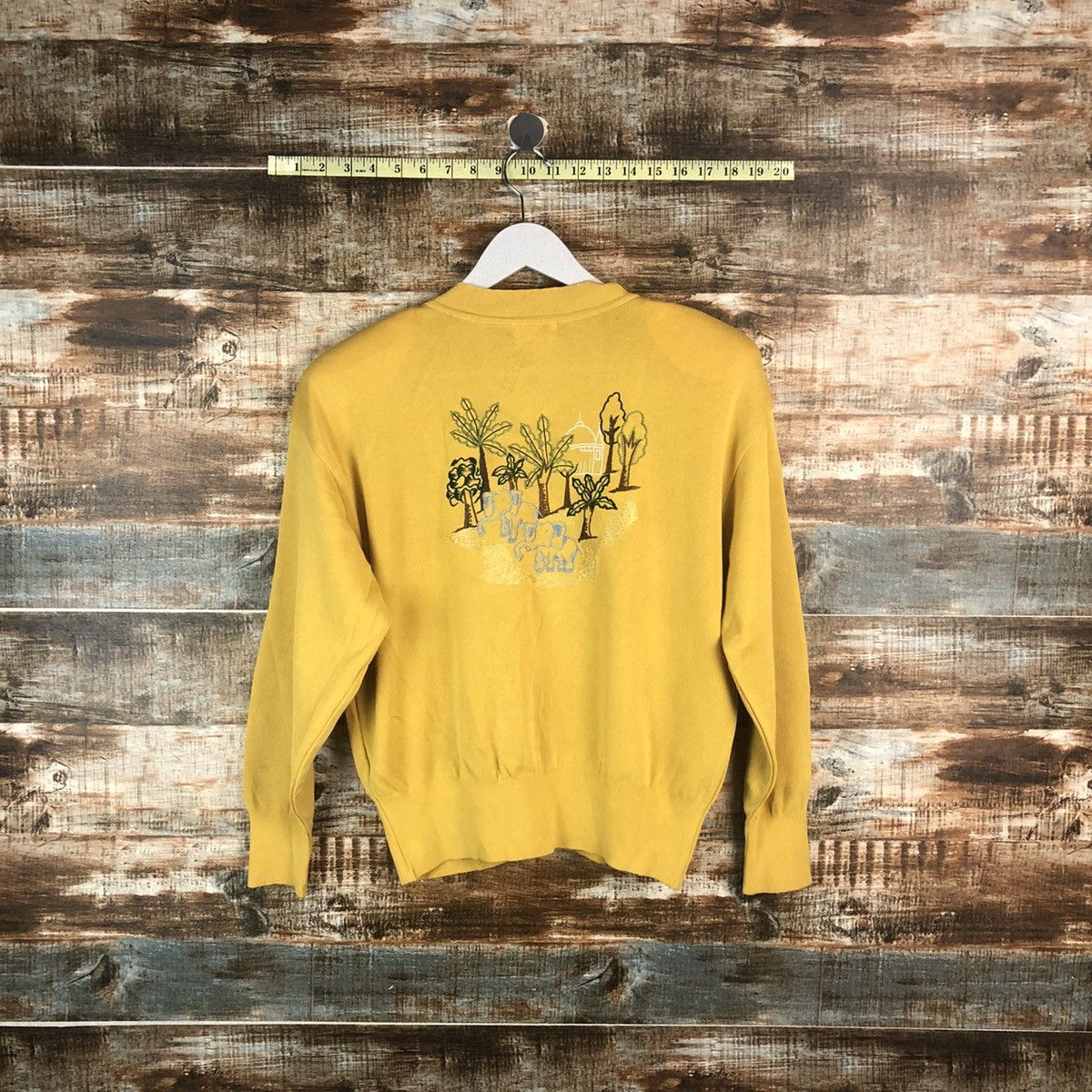 Japanese Brand × Vintage Eljuone elephant Yellow Cardigan Knitwear #A2284 Size M / US 6-8 / IT 42-44 - 13 Thumbnail