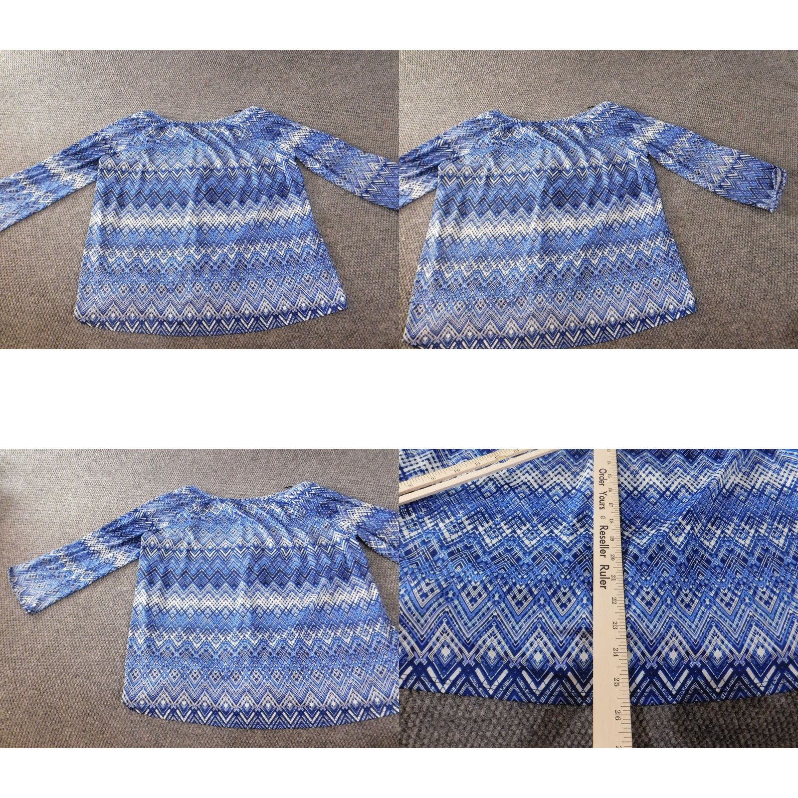 Vintage Notations Blouse Shirt Womens 2X Plus Blue Striped Stretch Pullover Casual Round Neck Short Sleeve Size XXL / US 16-18 / IT 52-54 - 8 Thumbnail
