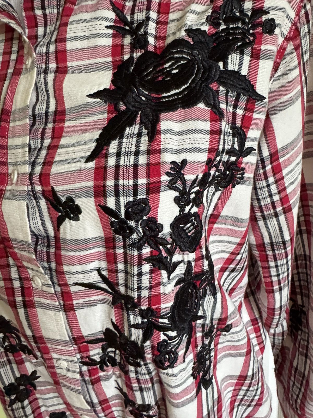 Zara ZARA Women Plaid Shirt Embroidered Flowers M Size M / US 6-8 / IT 42-44 - 4 Thumbnail