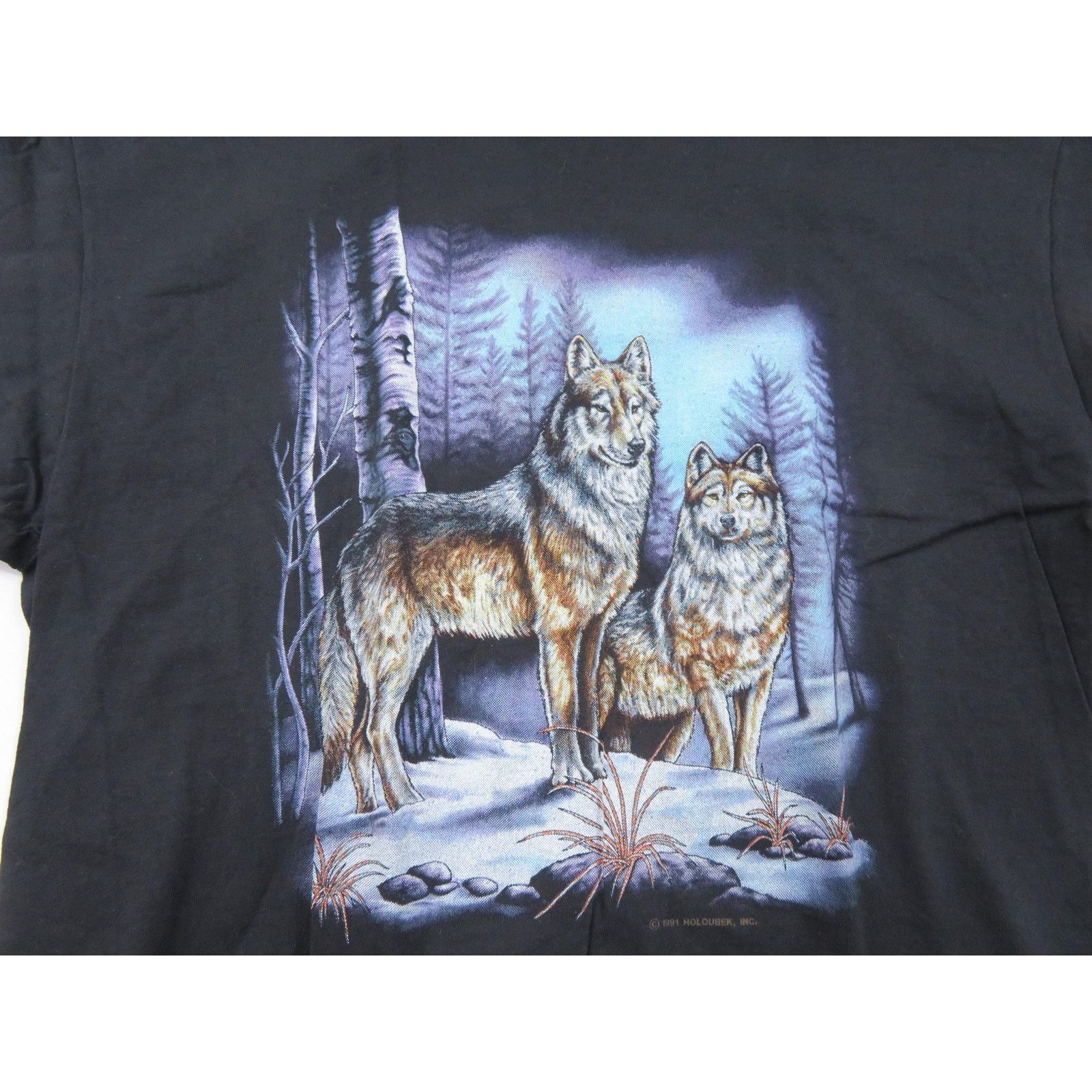 Other Wolf Wolves Forest Haloubek Black T-shirt Sz XL 90s Size US XL / EU 56 / 4 - 3 Thumbnail