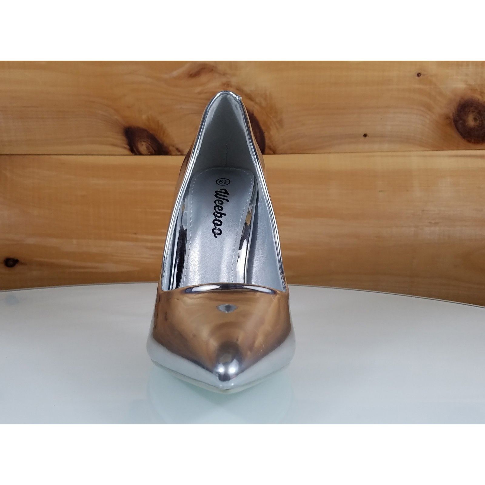 Other WeeBoo Metallic Silver 4.5" High Heel Shoes Pointy Toe Pump Size US 9 / IT 39 - 3 Thumbnail
