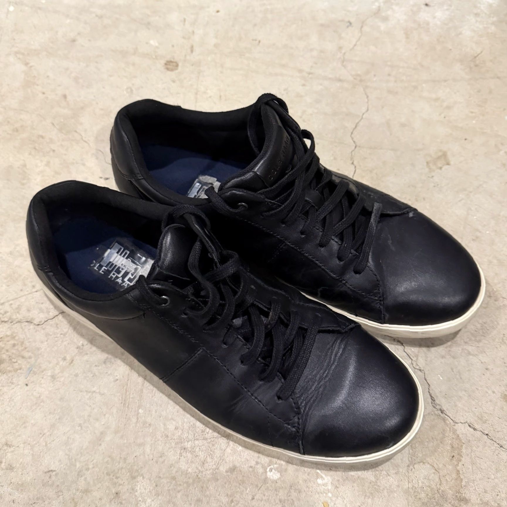 Cole Haan Cole Haan Reagan Shoes Mens 11.5 M Black Leather Low Top Lace Up Casual Sneakers Size US L / EU 52-54 / 3 - 2 Thumbnail