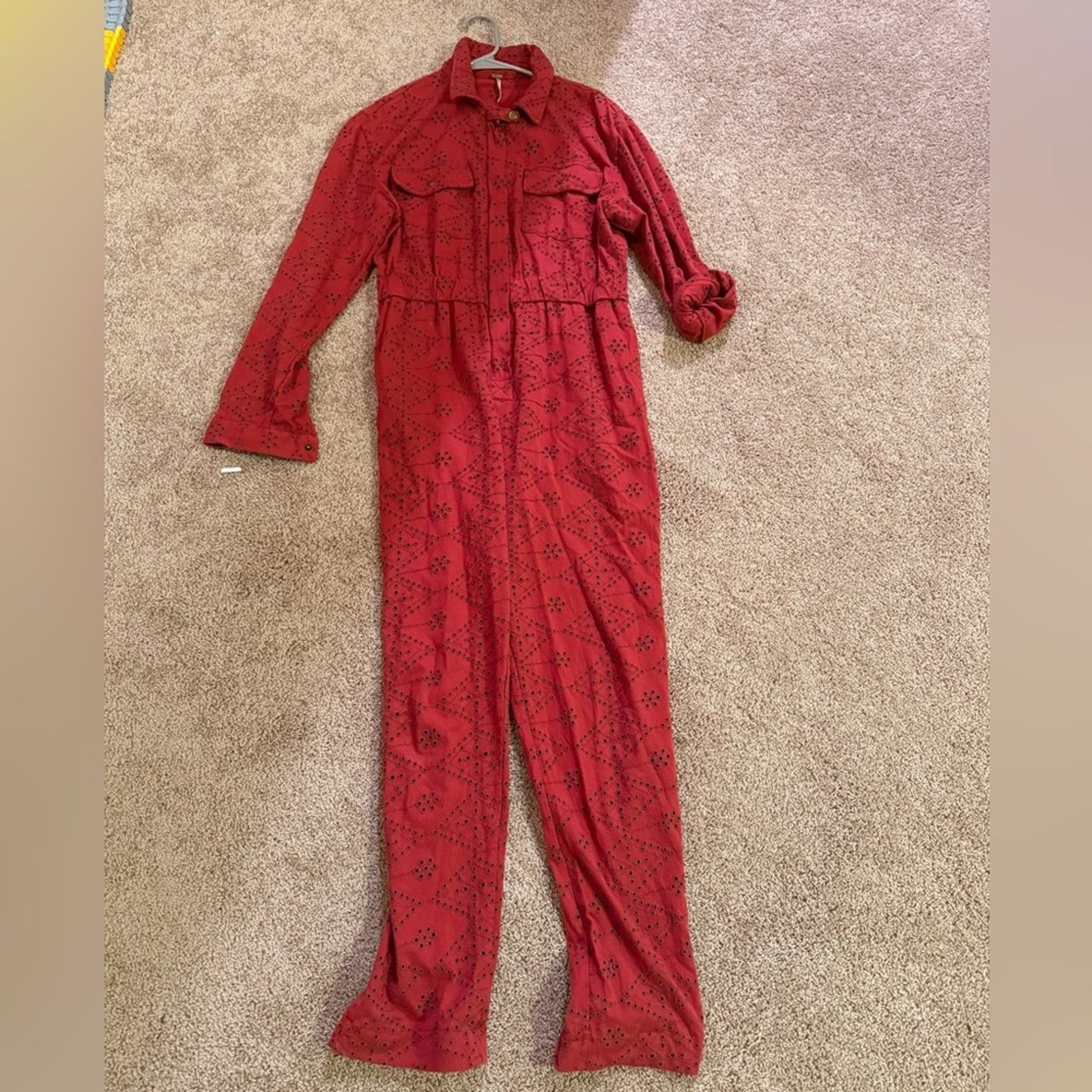 Free People Free People eyelet Set The Tone Jumpsuit in Terracotta Small Size 27" / US 4 / IT 40 - 6 Thumbnail