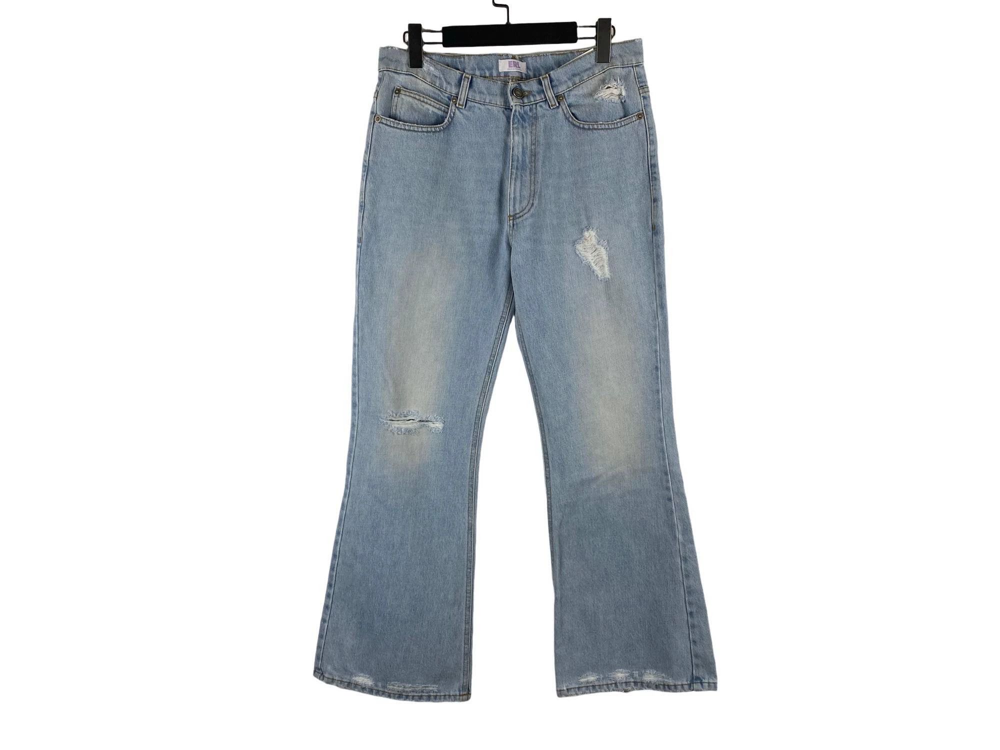 ERL ERL Light Wash Distressed Flared Jeans Size US 32 / EU 48 - 1 Thumbnail