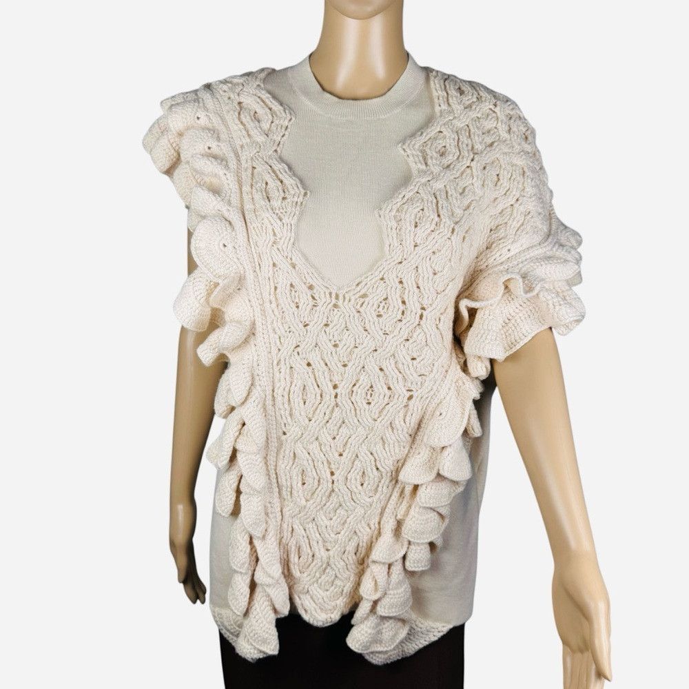 3.1 Phillip Lim Phillip Lim Wool Crochet Ruffle Sleeveless Knit Ecru Sweate Size M / US 6-8 / IT 42-44 - 4 Thumbnail