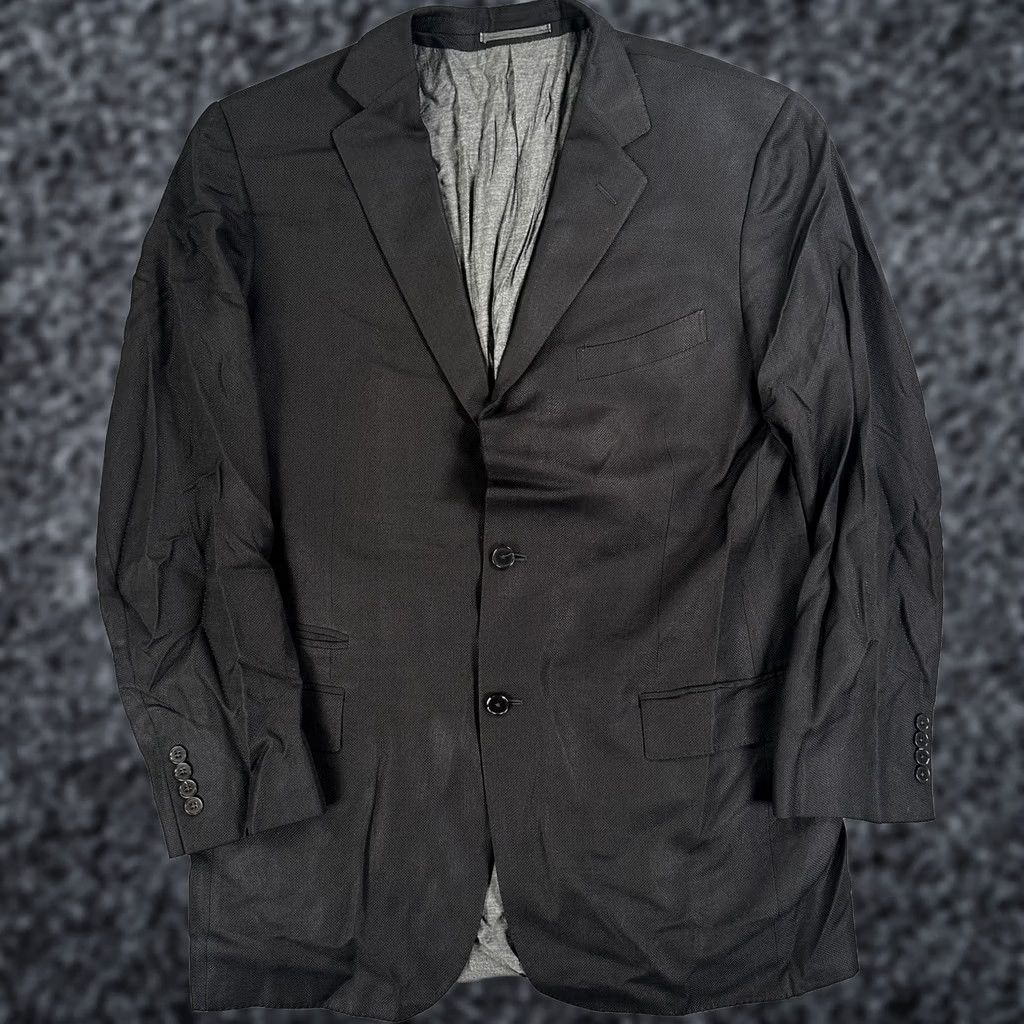 Ermenegildo Zegna Ermenegildo Zegna Blazer Mens 46 Black Wool Silk Travel Two Button Notch Lapel Regular Two-Button Front Closure Shirt Size 46R - 1 Thumbnail