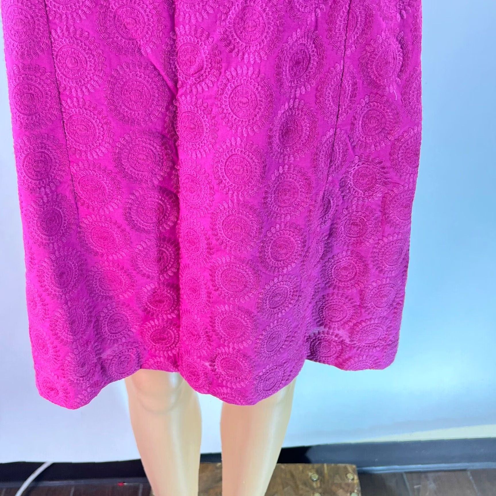 Vintage VINTAGE Hatley Women's Floral Embroidered Sleeveless Pink Cotton Shift Dress Size 10 Casual Size L / US 10 / IT 46 - 6 Thumbnail