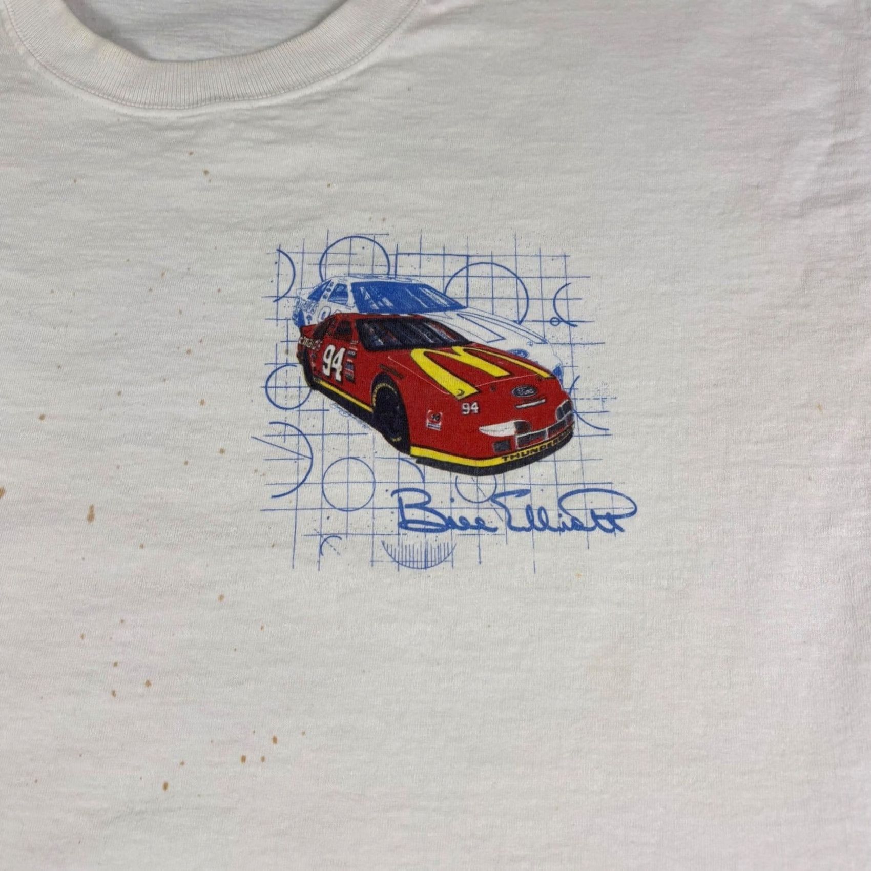 Ford Vintage Bill Elliott McDonald'S Racing Shirt 94 Ford Thunderbird White Large - Clothing Size US L / EU 52-54 / 3 - 5 Thumbnail