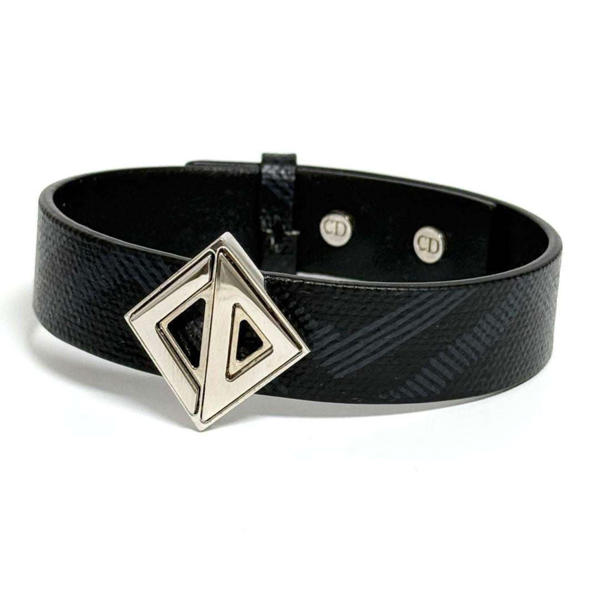 Dior Christian Dior Dior Men's CD Diamond Leather Bracelet Black Size ONE SIZE - 1 Thumbnail