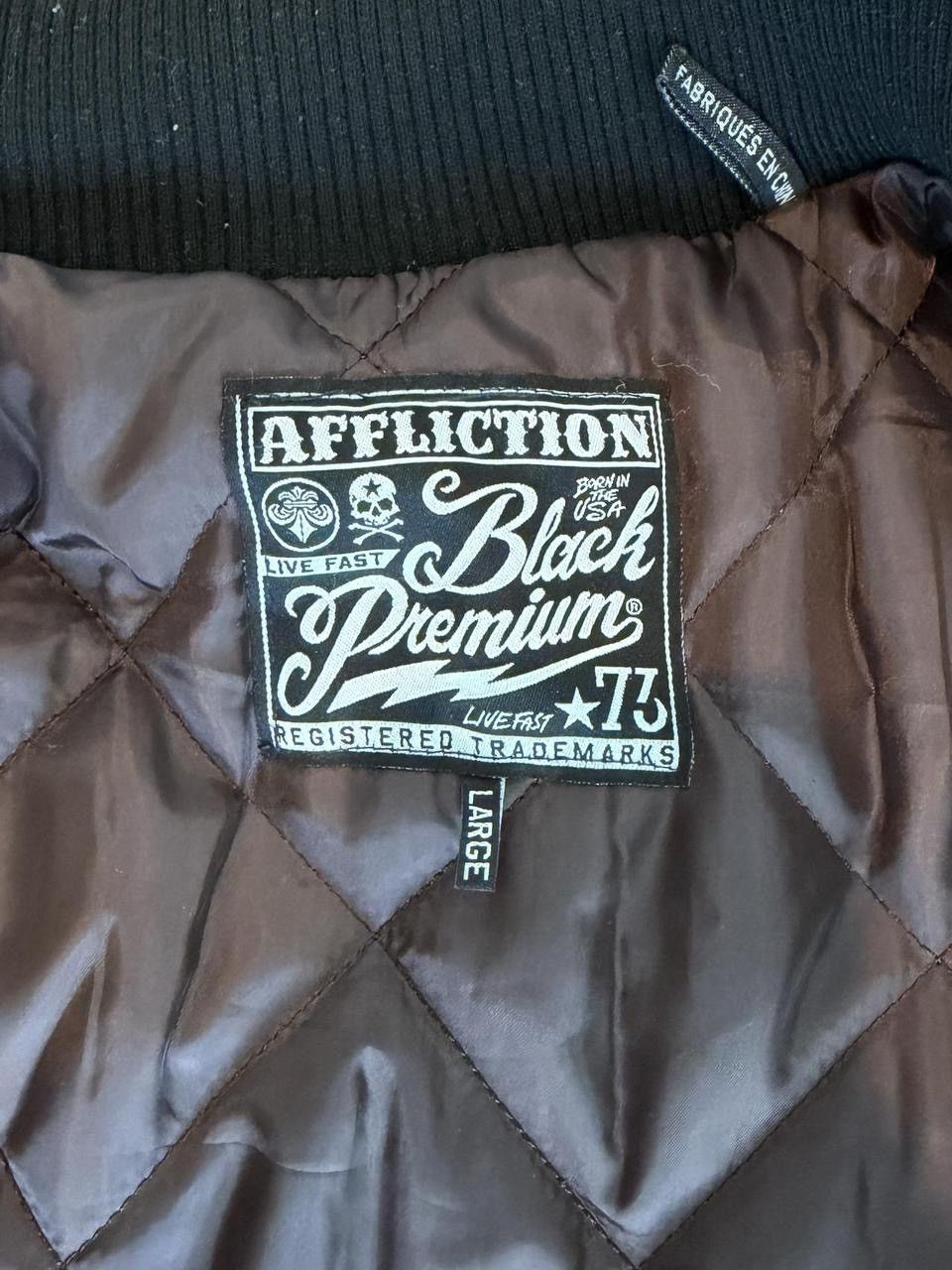 Affliction Rare Affliction Black Premium Quilted Moto Jacket Brown Y2K Size US L / EU 52-54 / 3 - 5 Thumbnail