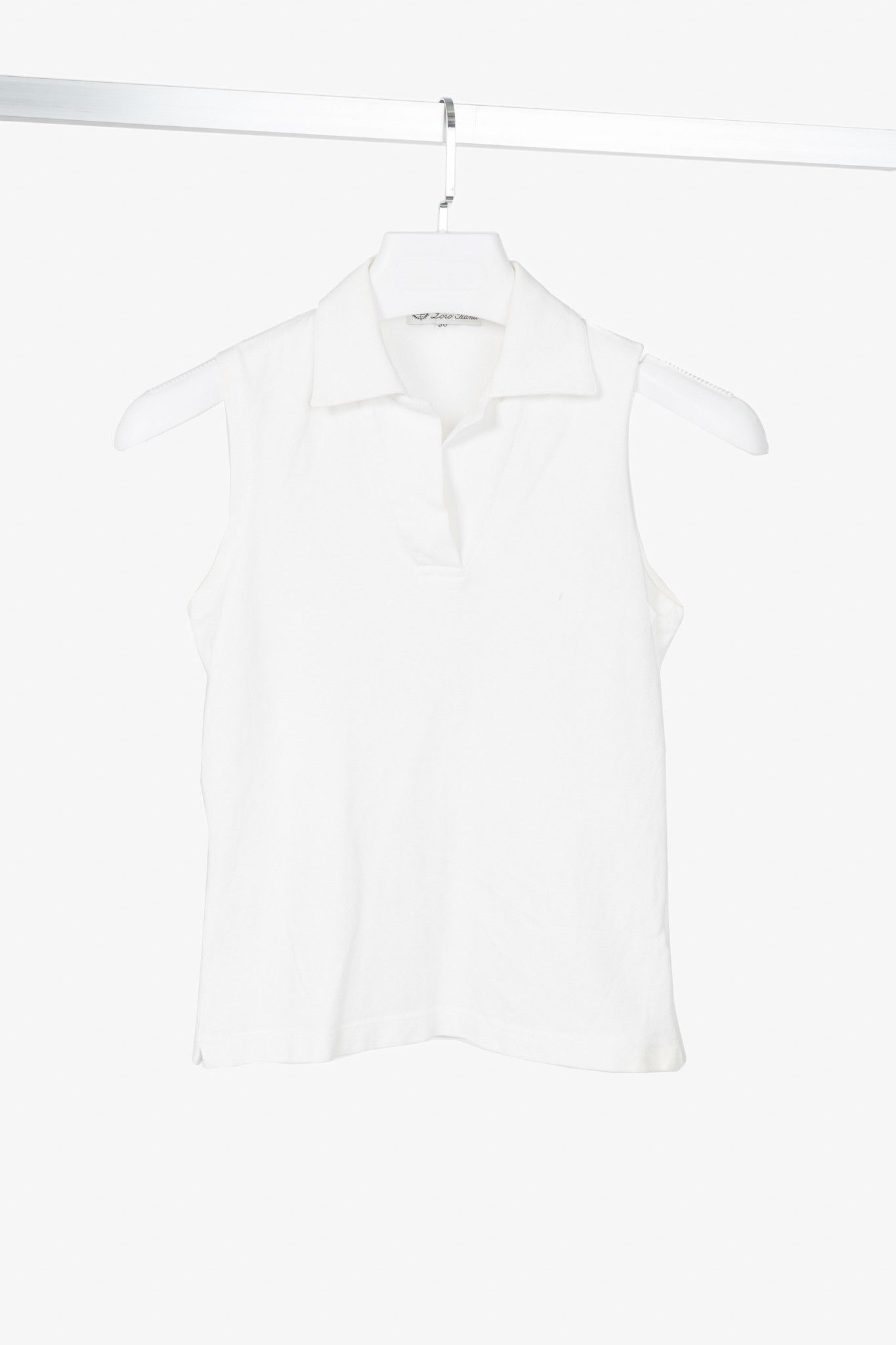 Loro Piana Loro Piana White Cotton-Pique Sleeveless Polo Size XS / US 0-2 / IT 36-38 - 1 Thumbnail