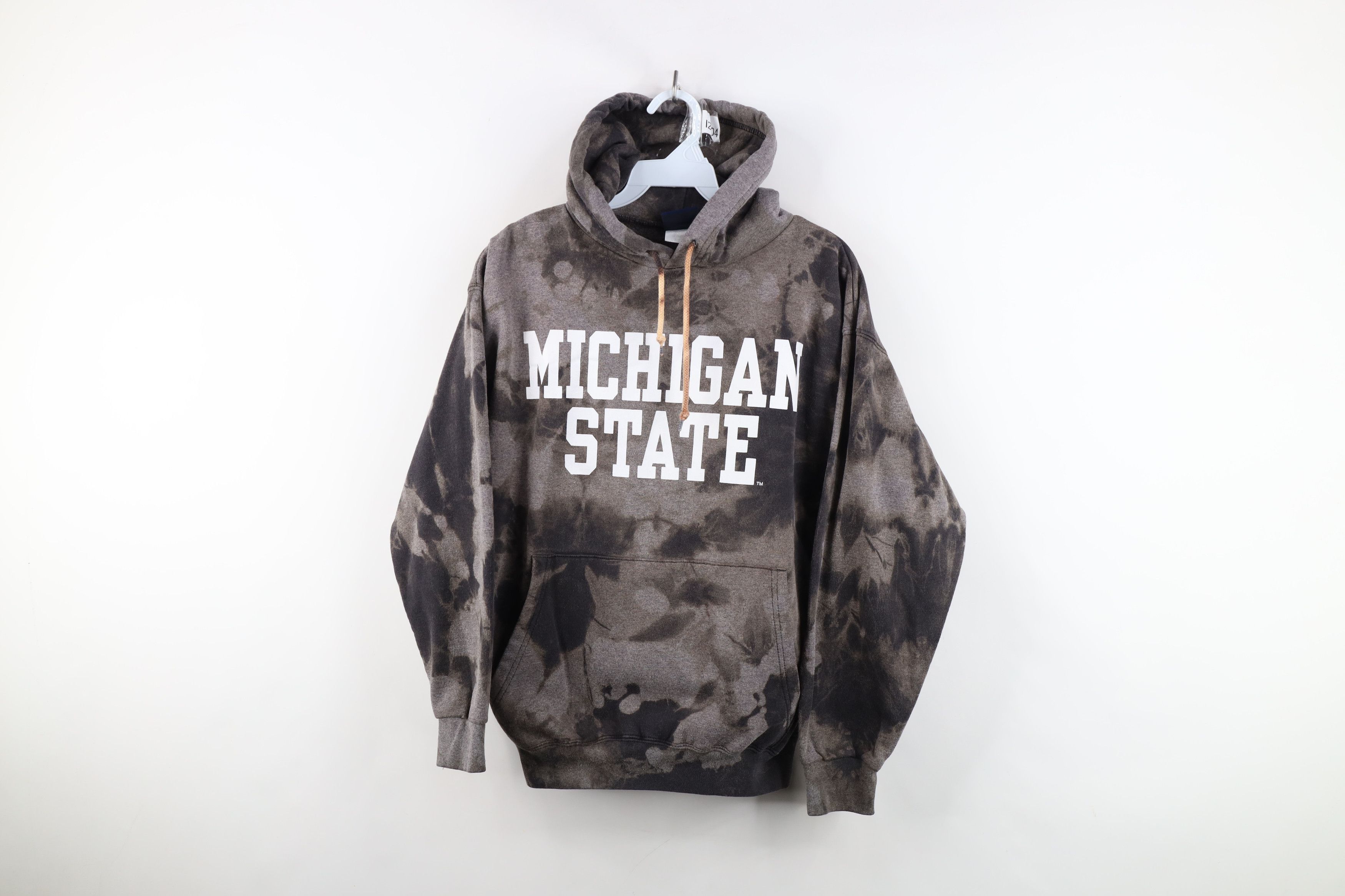 Vintage Vintage 90s Spell Out Michigan State University Hoodie Black Size US S / EU 44-46 / 1 - 1 Thumbnail