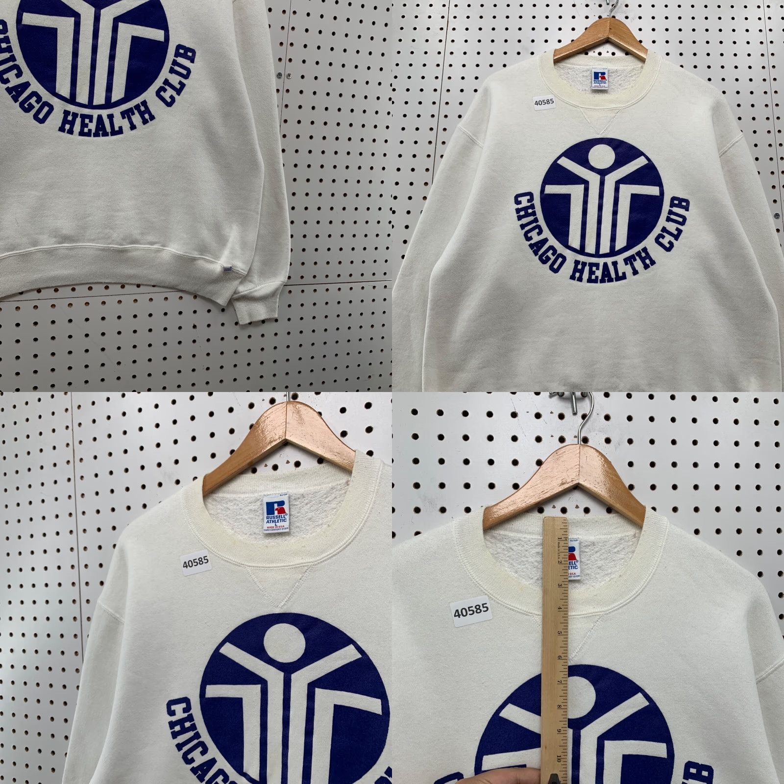 Russell Athletic VINTAGE Chicago Health Club Crewneck Sweatshirt Mens Large White USA 90s Size US L / EU 52-54 / 3 - 8 Thumbnail