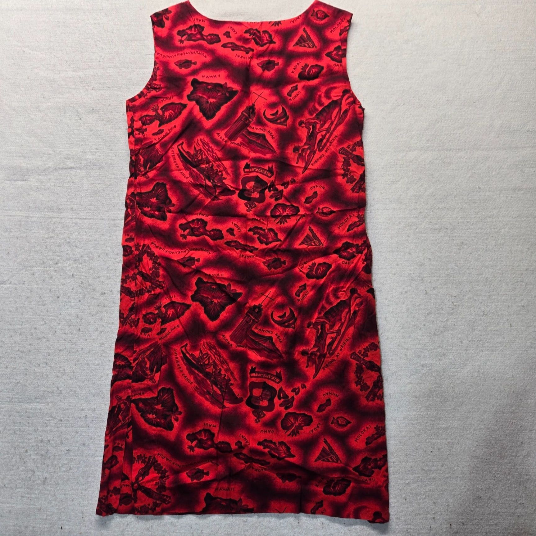 ALOHAS Vintage Made in Hawaii Aloha Islands Red Sleeveless Sundress Women’s Size S Size S / US 4 / IT 40 - 7 Thumbnail