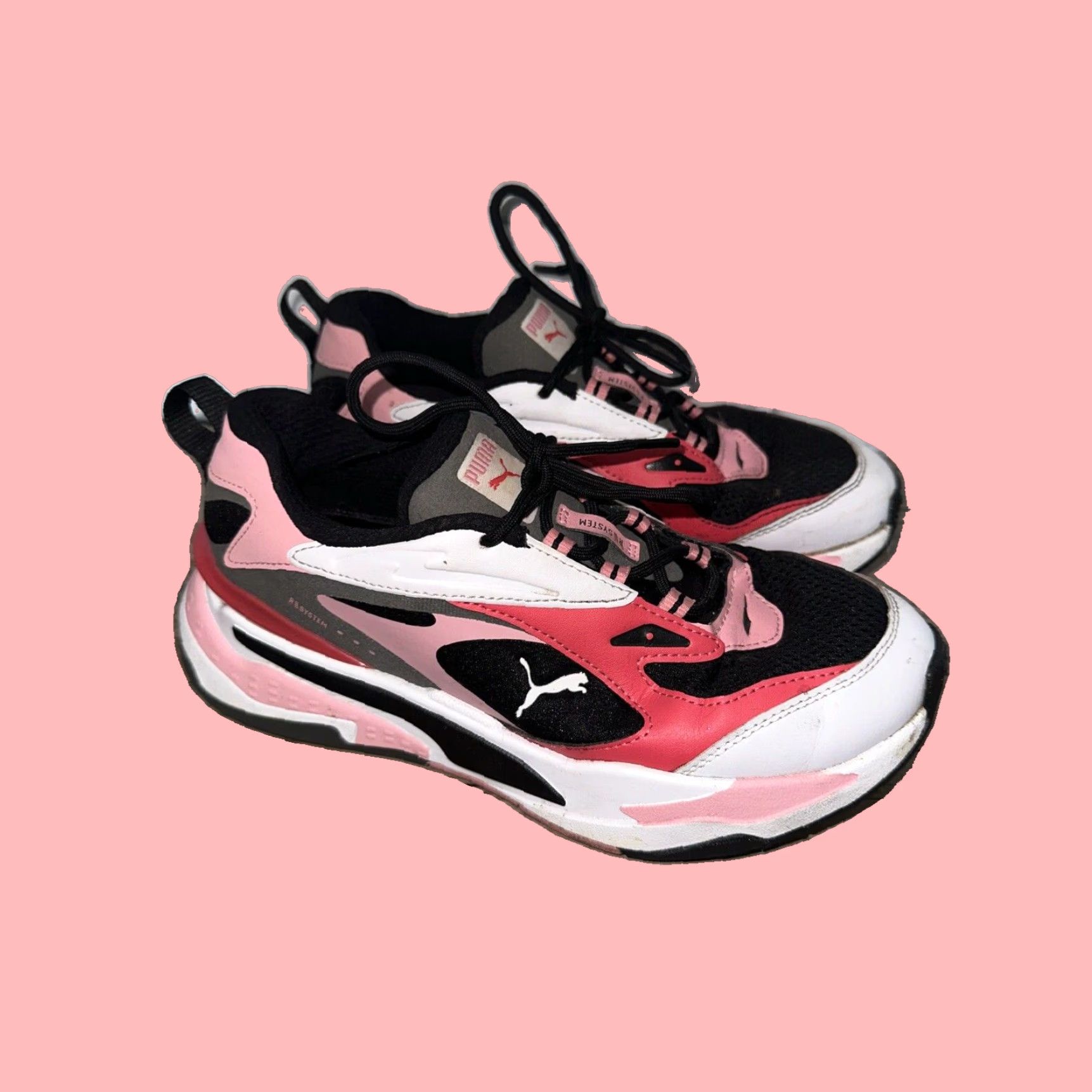 Women s Multicolor Pink Sneakers in Size 6.5 C by PUMA R SYSTEM Brand Footwear