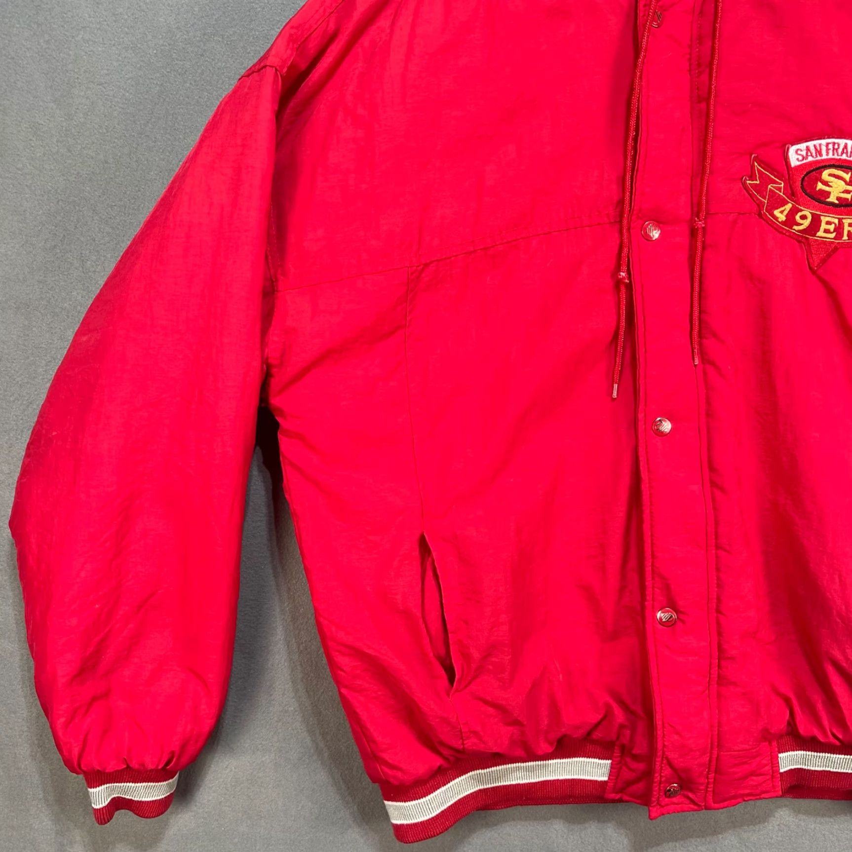 Vintage VINTAGE Hawk Activewear Sports San Francisco 49ers Hooded Jacket XL Red Puffer Jacket Mens Size US XL / EU 56 / 4 - 6 Thumbnail