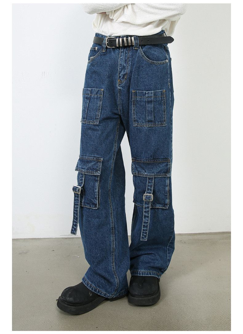 Japanese Brand × Jean Multi-pocket men's washed vintage wide-leg cargo jeans Size US 32 / EU 48 - 3 Thumbnail