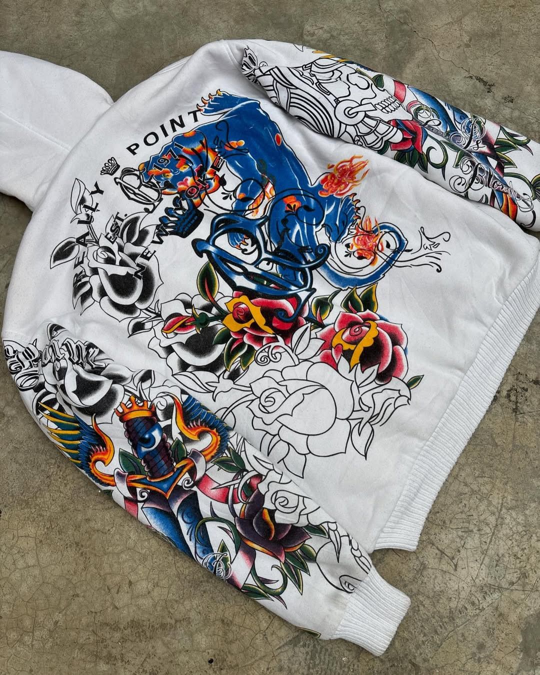 Japanese Brand × Vintage Y2k Ed Hardy Real Point 90's Embroidered Zipper Hoodie Size US M / EU 48-50 / 2 - 4 Thumbnail