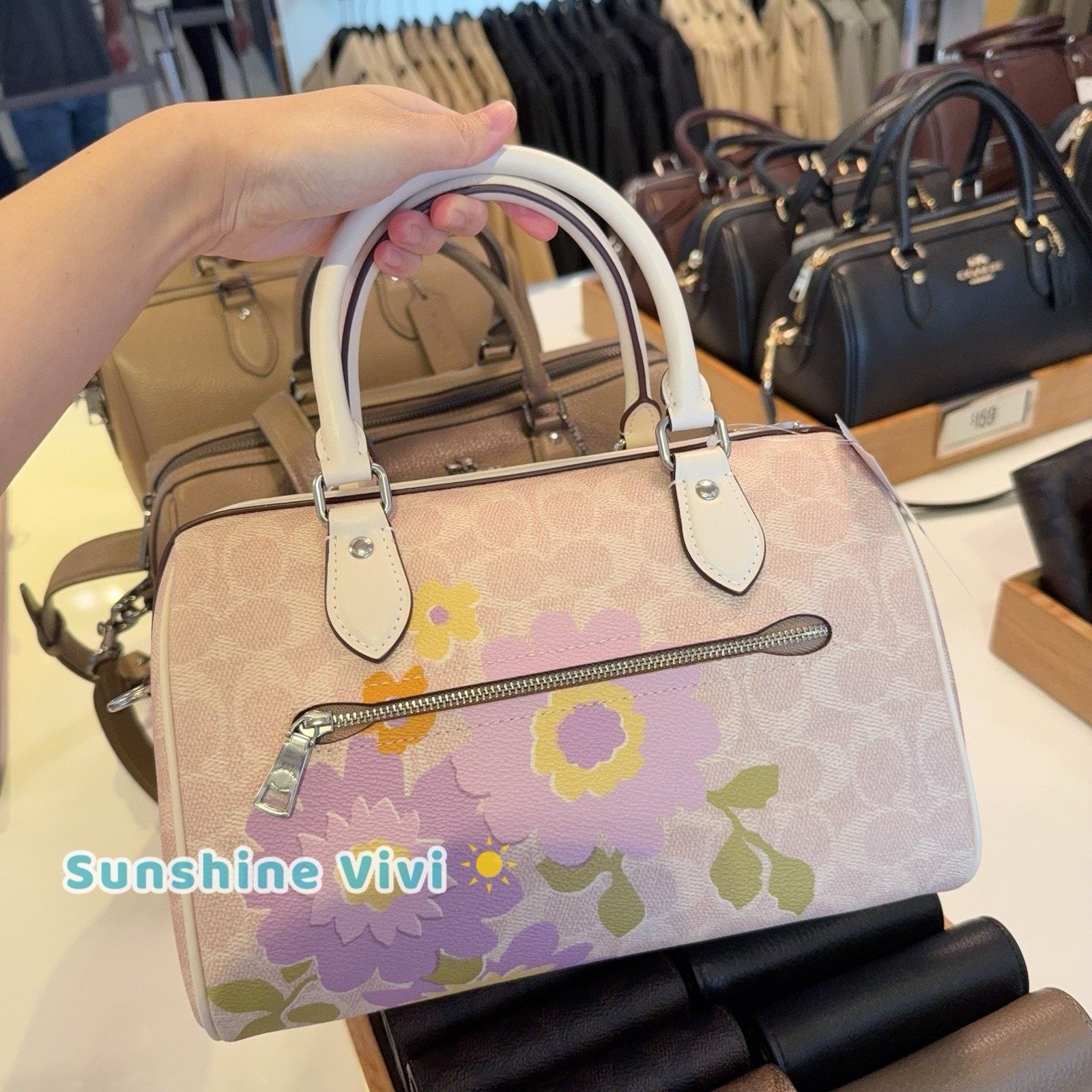Coach NWT COACH CBG72 Rowan Satchel Bag Floral Silver/Sand Size ONE SIZE - 3 Thumbnail
