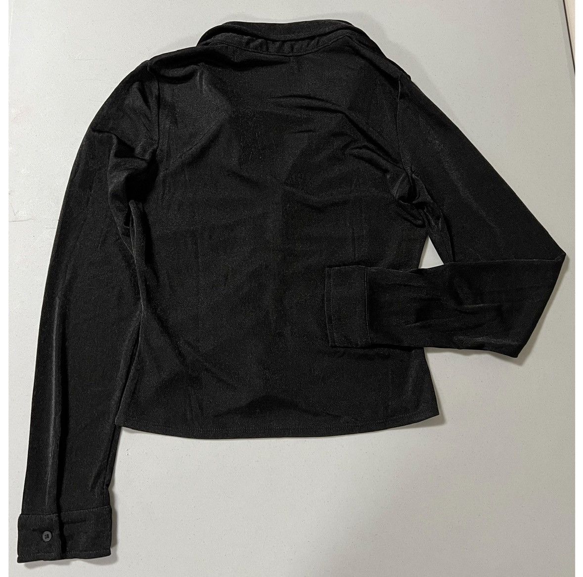 Vintage Black Ruched Button-Down Long Sleeve Shirt Top Blouse Size S Size S / US 4 / IT 40 - 2 Thumbnail