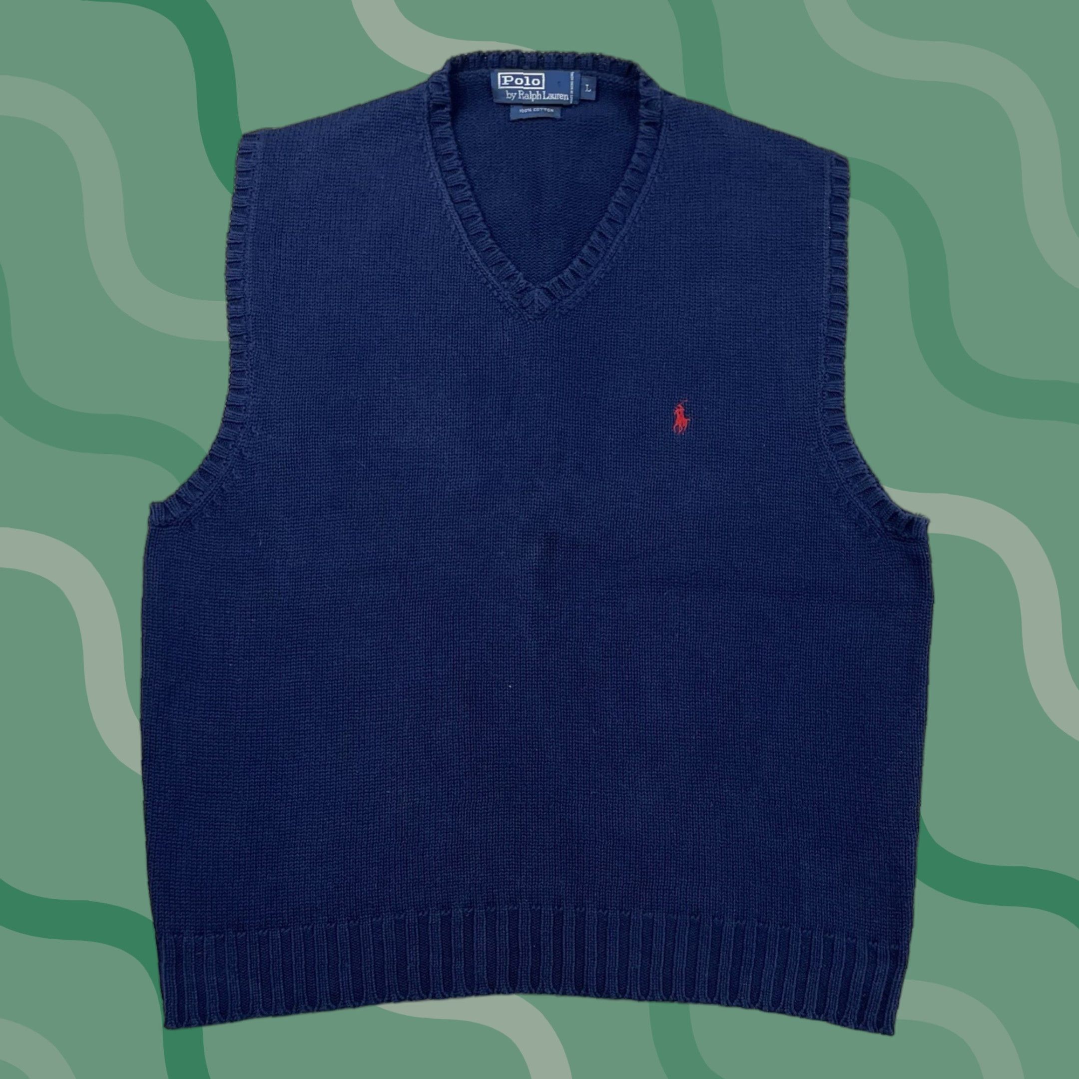 Polo Ralph Lauren VINTAGE Polo Ralph Lauren Knit Vest Mens L Navy Blue V-Neck 90s Golf Size US L / EU 52-54 / 3 - 1 Thumbnail