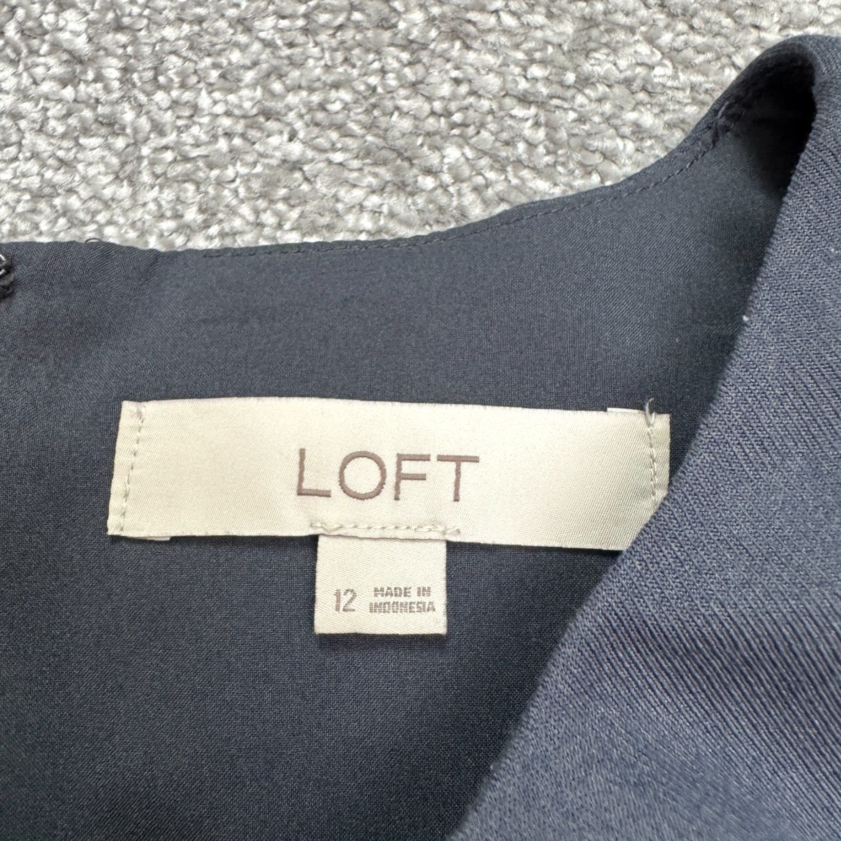 Loft LOFT Dress Womes 12 Blue Gray Midi Sheath Scallop Hem Sleeve Classic Workwear Size XL / US 12-14 / IT 48-50 - 6 Thumbnail
