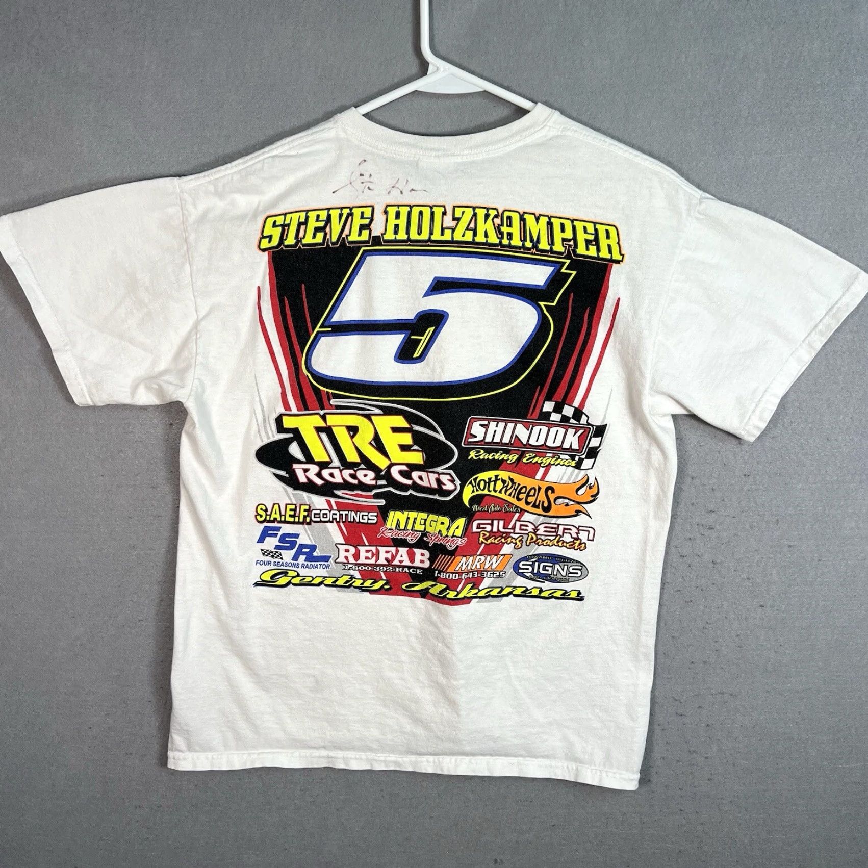 Gildan VINTAGE Steve Holzkamper Sprint Car Racing Shirt Adult Medium White Mens Size US M / EU 48-50 / 2 - 2 Thumbnail