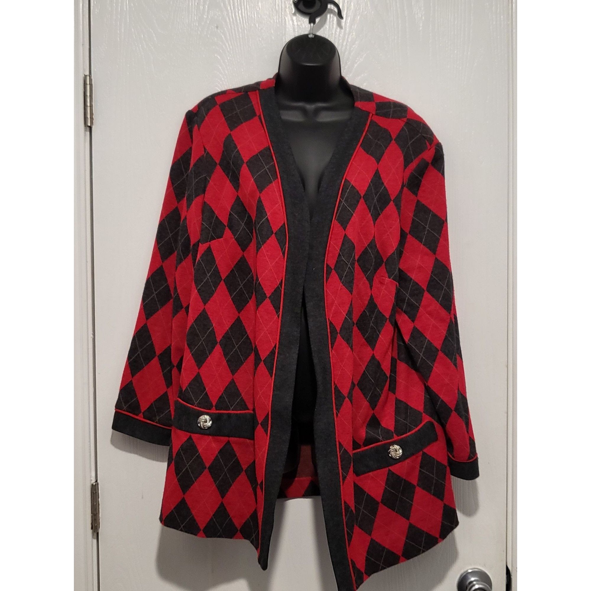 Vintage Vintage A.S. Elliott Cardigan Women Sz 20W Argyle Festive Ho Size XXL / US 16-18 / IT 52-54 - 1 Thumbnail