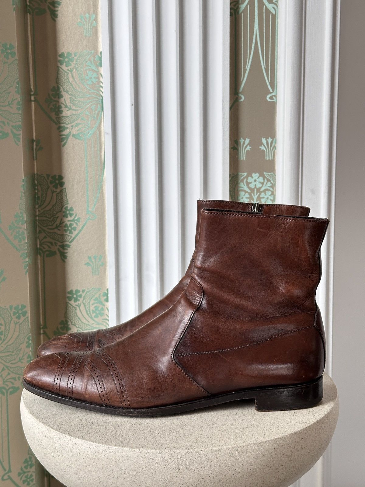 Prada PRADA Zip Brown Leather Perforation Boots Size: 8,5 / 42,5 Size US 8.5 / EU 41-42 - 3 Thumbnail