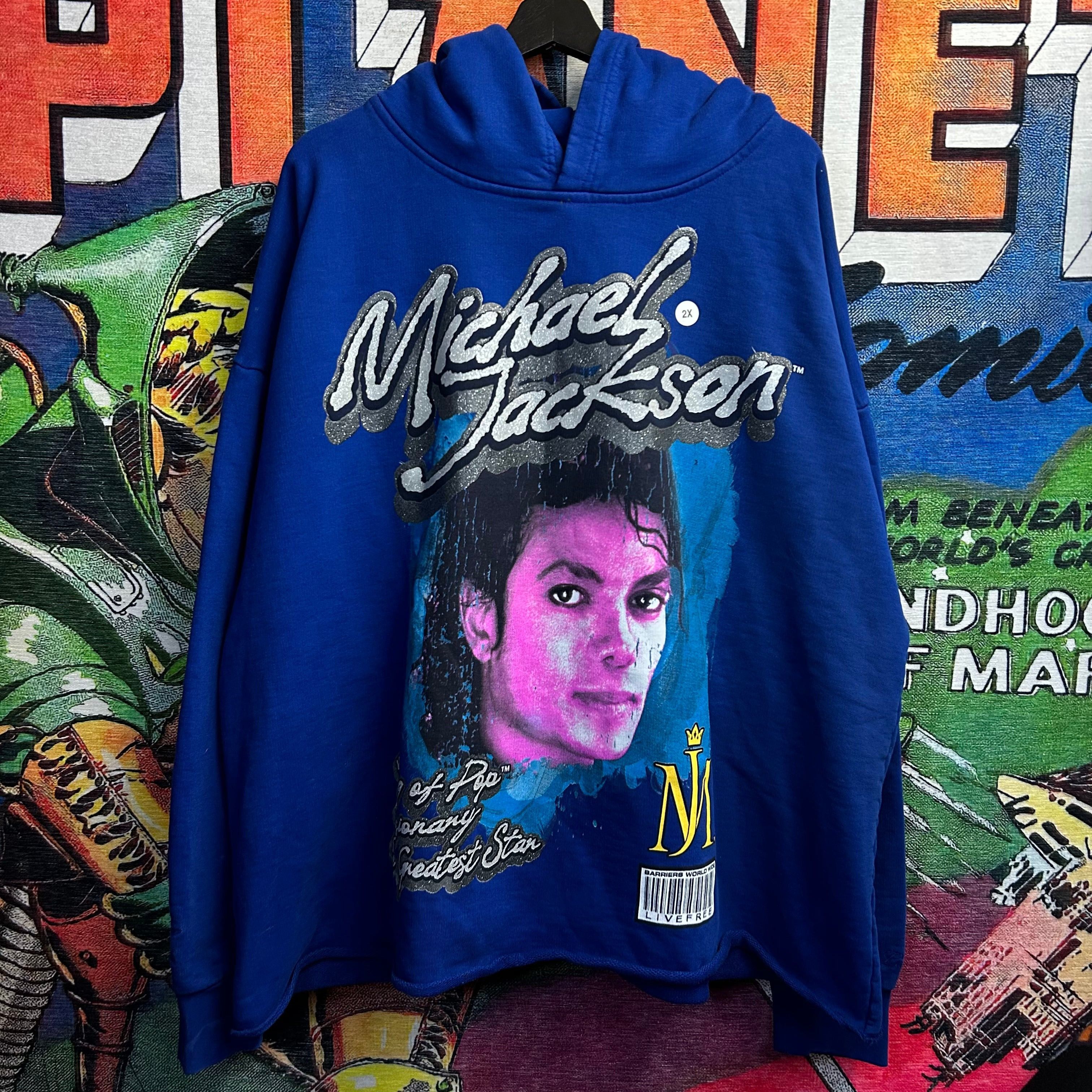 image of Barriers New Barriers Michael Jackson King Of Pop Hoodie Size 2 in Blue, Men's