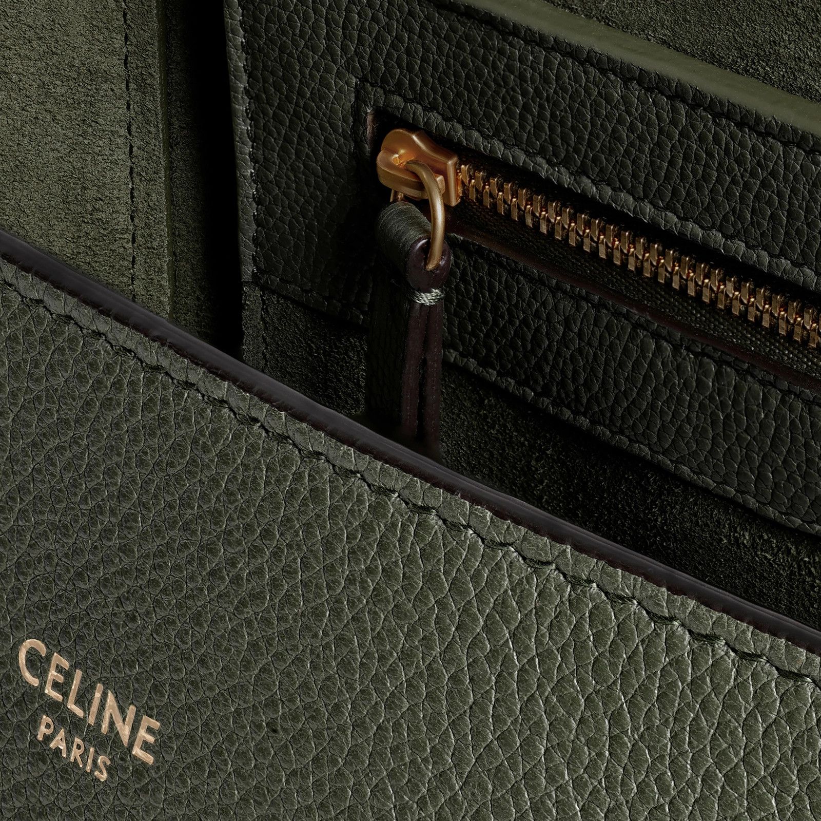 Celine o1bcso1str1024 Size: OS/ Cabas Small Tote Bag in Olive Green Size ONE SIZE - 4 Thumbnail