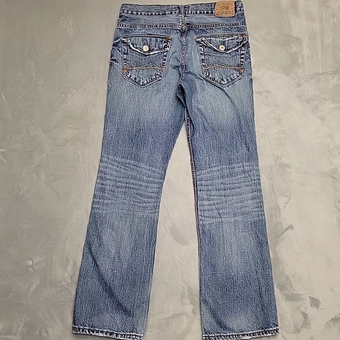 Abercrombie & Fitch VINTAGE Aeropostale Jeans Mens 31x32 Distressed Blue Denim Slim Boot Cut 5-Pocket Design Womens? Mens? Size US 31 - 7 Thumbnail