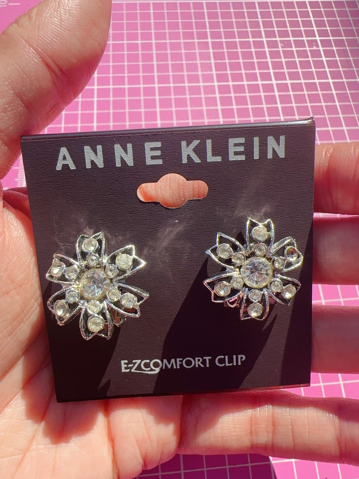 Anne Klein Anne Klein clip on earrings silver tone diamonds paved studs Size ONE SIZE - 1 Thumbnail