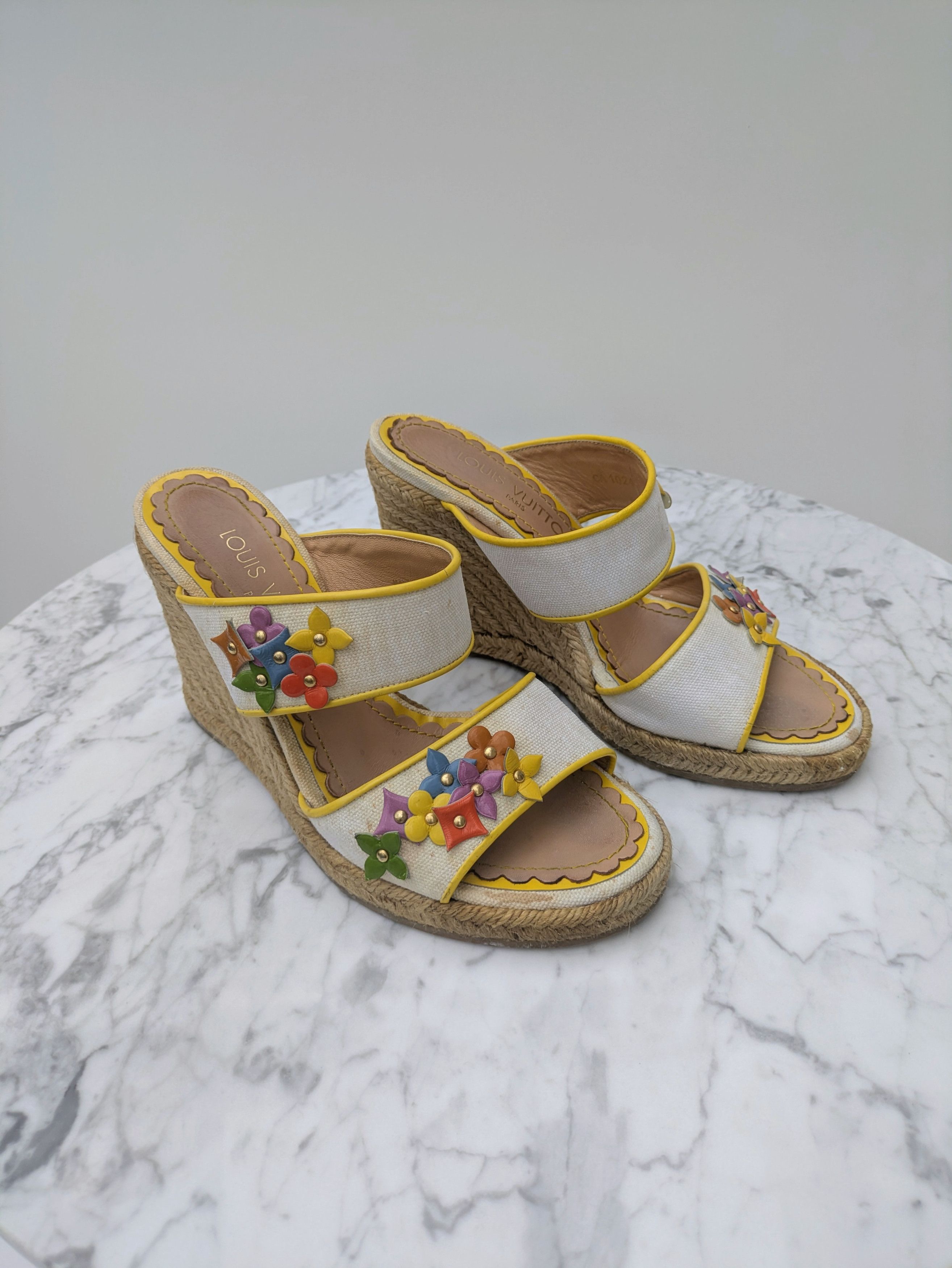 Louis Vuitton Louis Vuitton multicolour flower heeled espadrille sandals Size US 5.5 / IT 35.5 - 1 Thumbnail