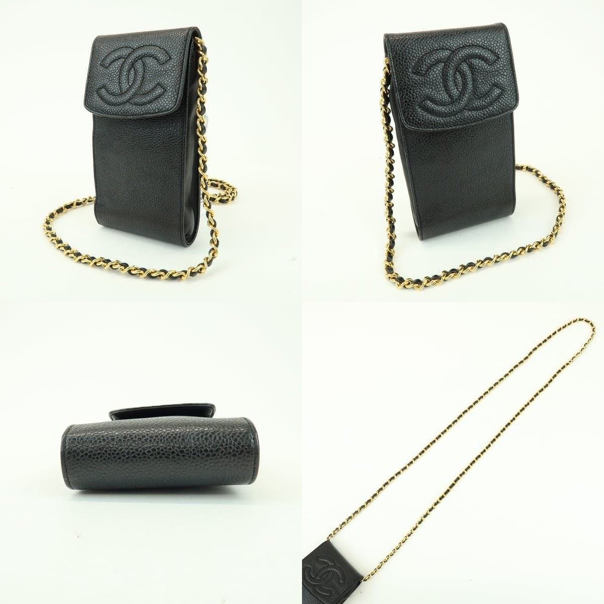 Chanel Chanel CC Logo Caviar Leather Phone Case Black Size ONE SIZE - 3 Thumbnail