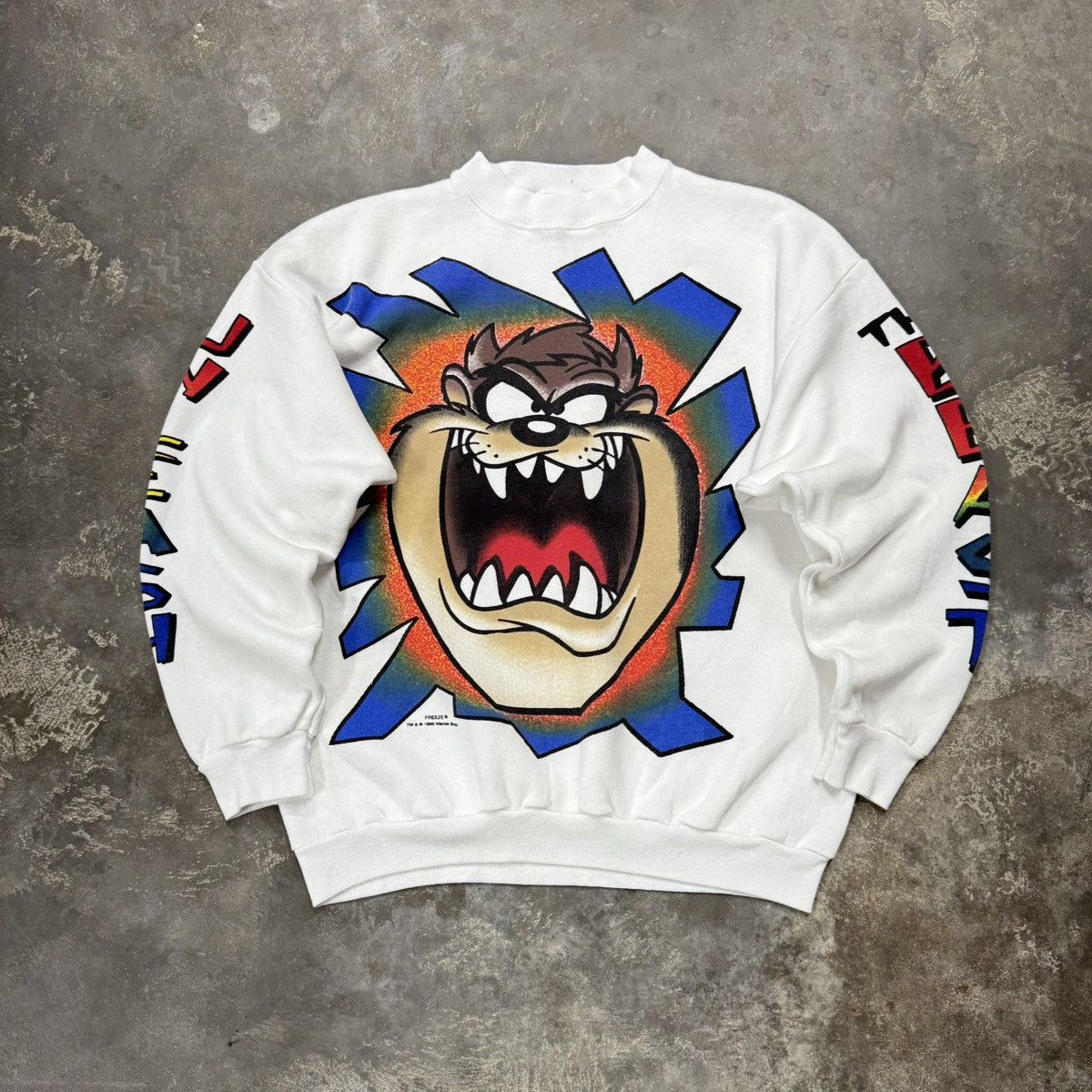 Warner Bros 90s Freeze Taz Looney Tunes Sweatshirt USA Large Size US L / EU 52-54 / 3 - 8 Thumbnail