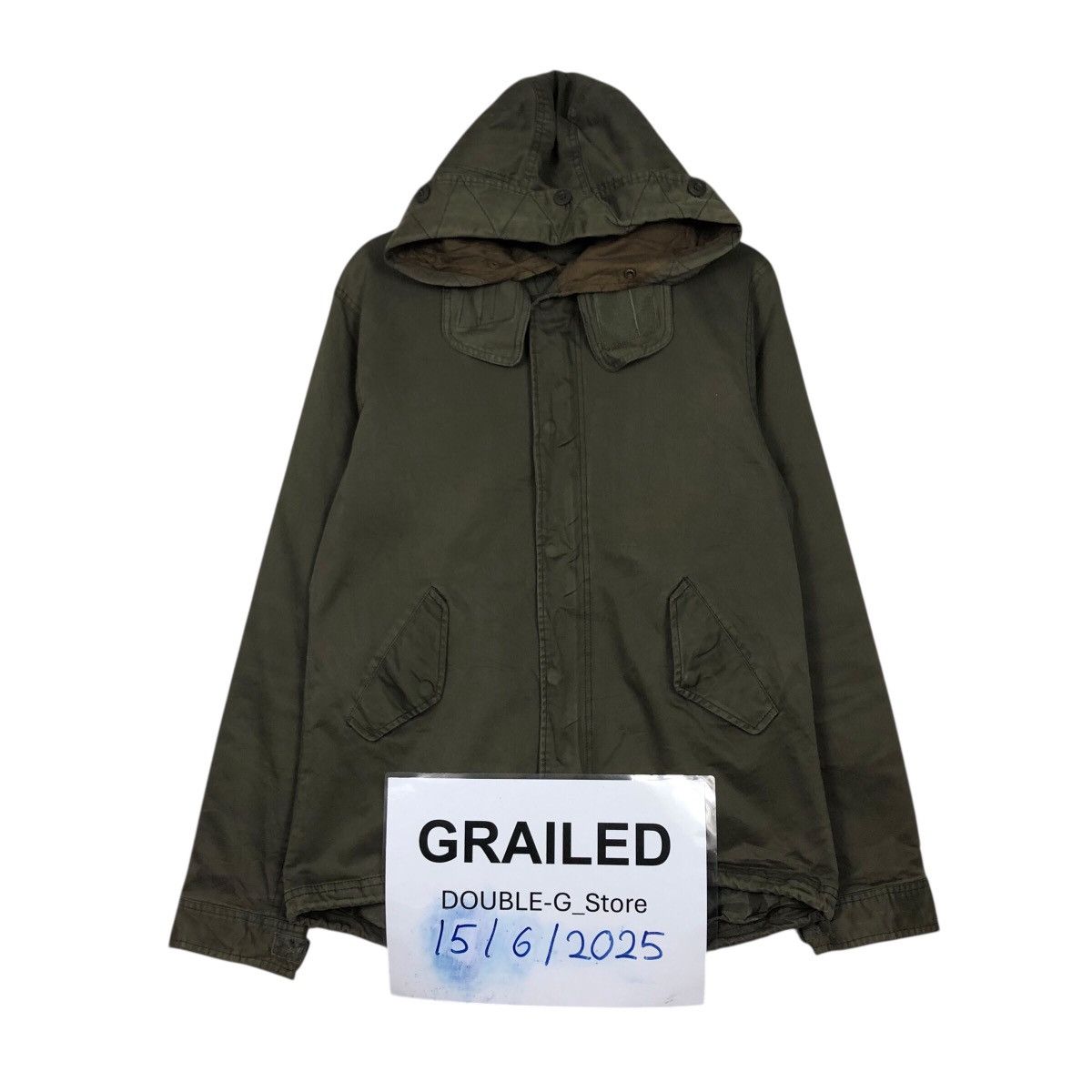 Hysteric Glamour 📌Rich Green Military Biker Jacket Zipper Hoodie Slick Punk Size US M / EU 48-50 / 2 - 1 Thumbnail