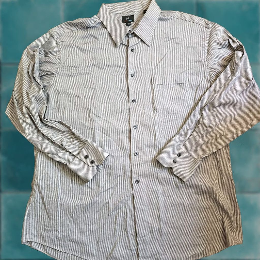 Etro Metro London Shirt Mens 34/35 Gray Men Striped Button Dress Size Size 34R - 1 Thumbnail