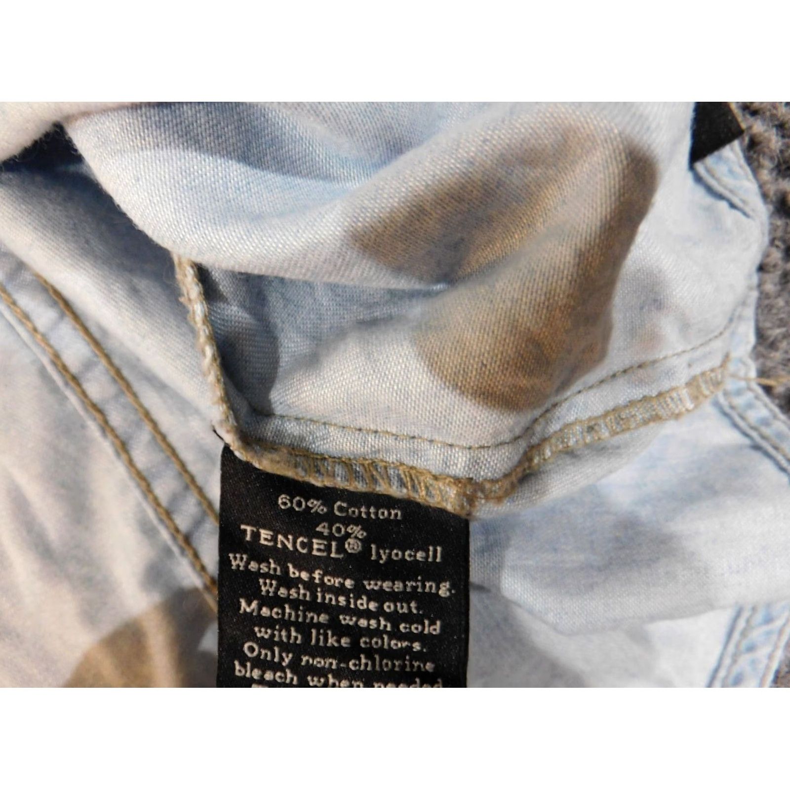 Vintage Rock & Republic Womens Button-Up Top Denim Blue L Retro Pockets Cotton Lyocell Long Sleeve Shirt Size L / US 10 / IT 46 - 7 Thumbnail