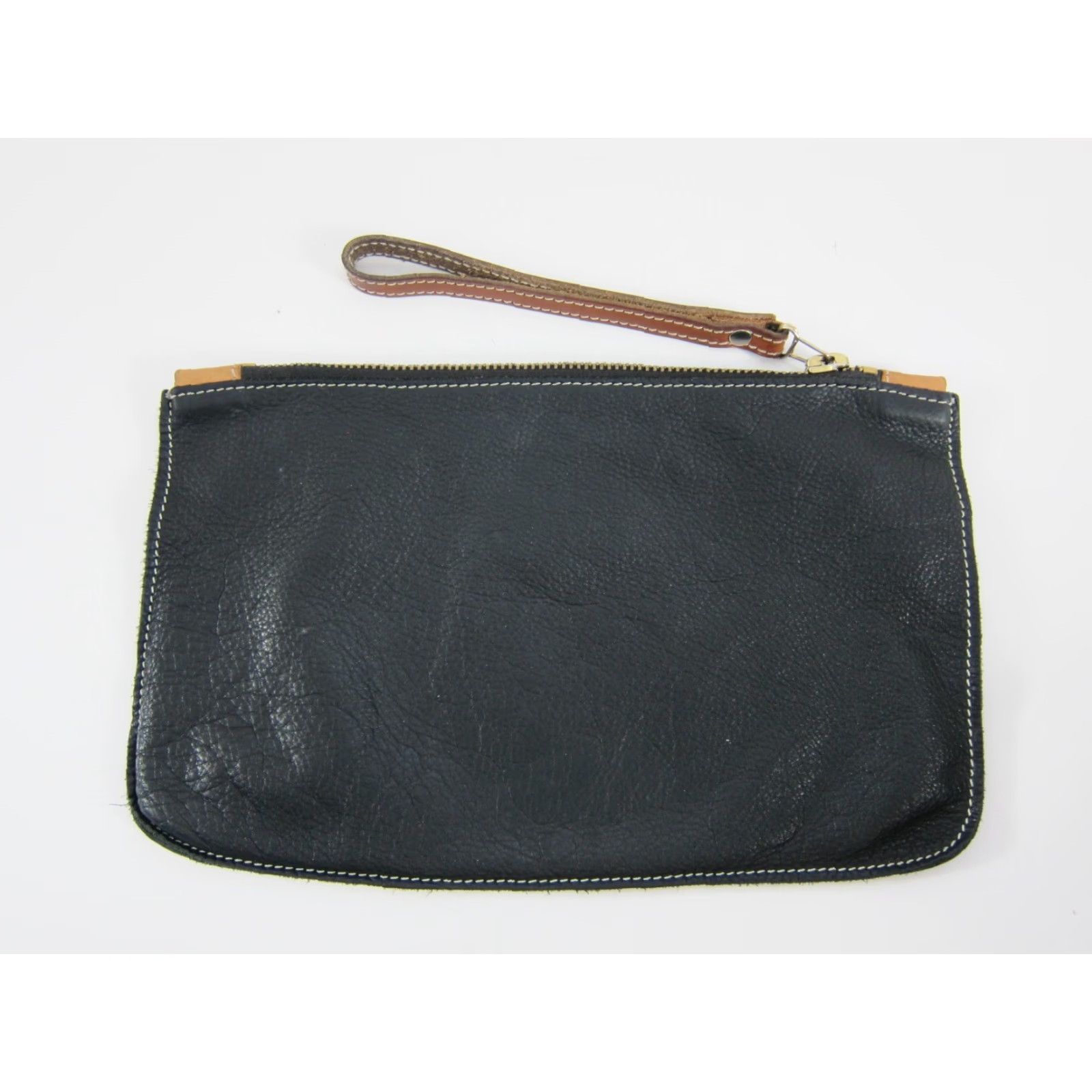 Vintage Baltimore Bag Co. Black Brown Leather Zipper Clutch Wristlet Wallet Purse Clutch Wristlet Purse Size ONE SIZE - 6 Thumbnail