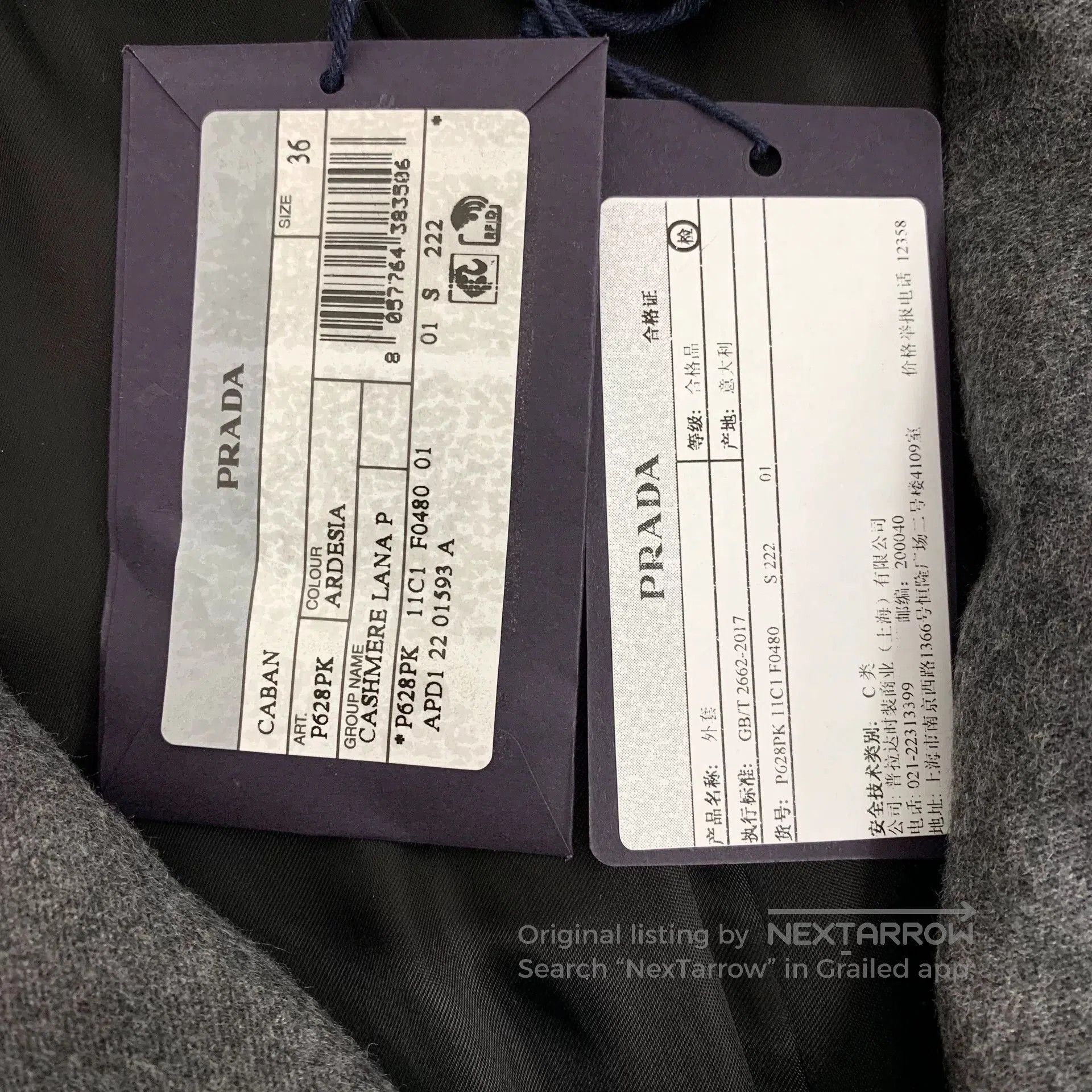 Prada Prada Gray Cashmere Collar Long Coat. Size US XS / EU 42 / 0 - 8 Thumbnail