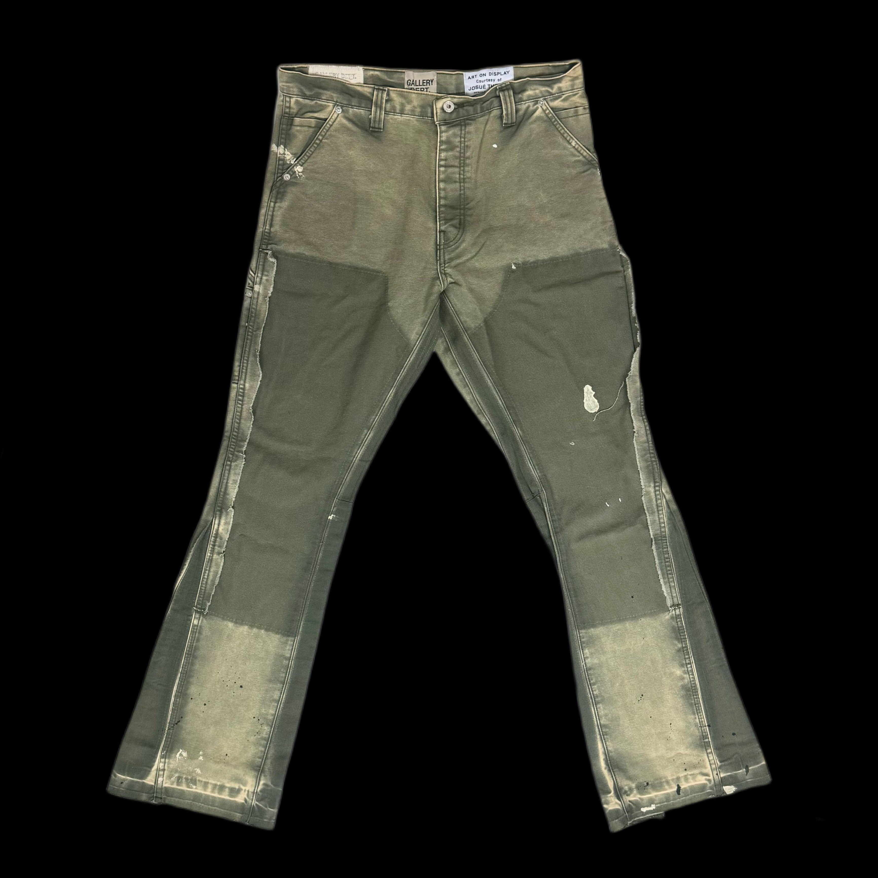 image of Gallery Dept La Flare Carpenter Pants Moss Jeans Paint, Men's (Size 34)