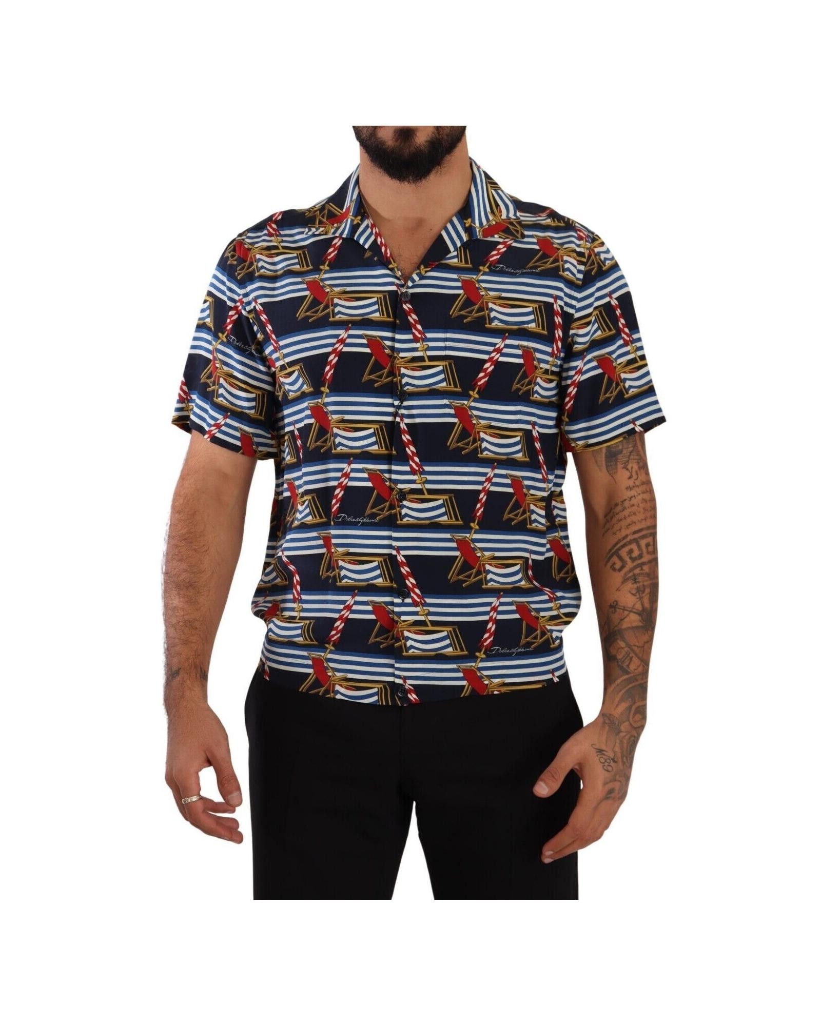 image of Dolce Gabbana Silk Short Sleeves Shirt, Men's (Size XS)