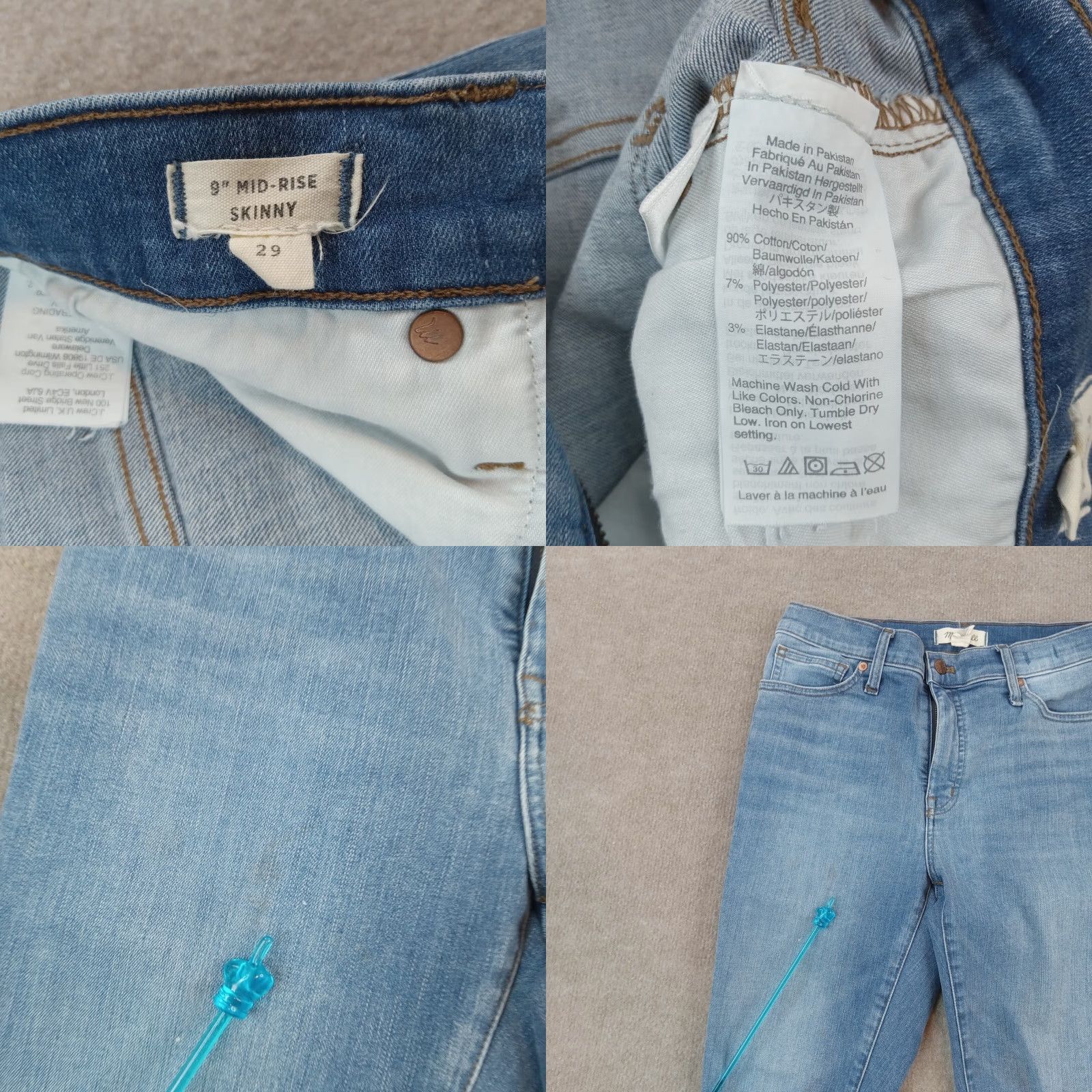 Madewell Madewell Womens Mid Rise Skinny Jeans Blue Denim Stretch 9" 29 28x27 Size 28" / US 6 / IT 42 - 8 Thumbnail
