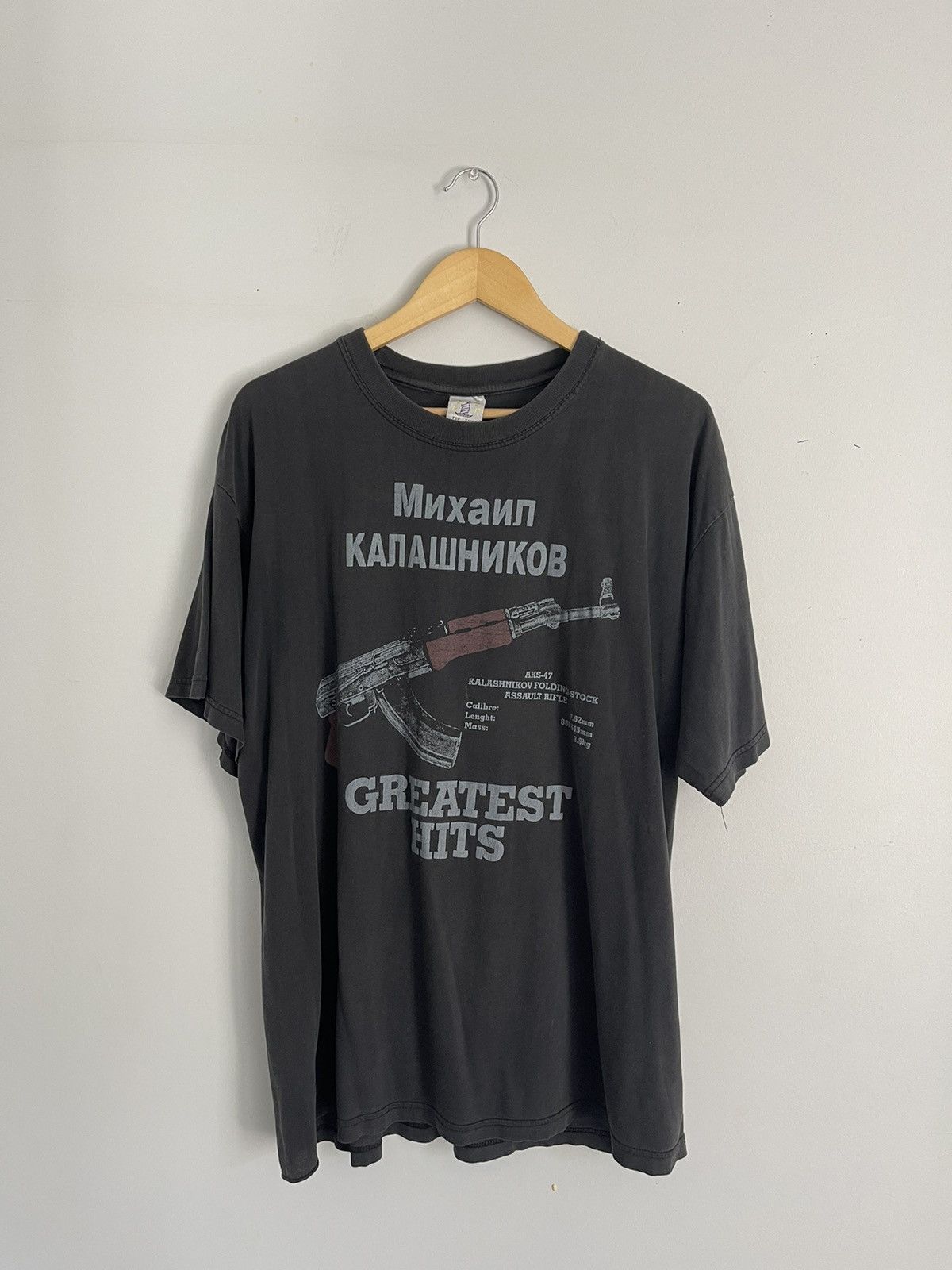 image of Vintage Ak-47 War Gun Tee in Black, Men's (Size XL)