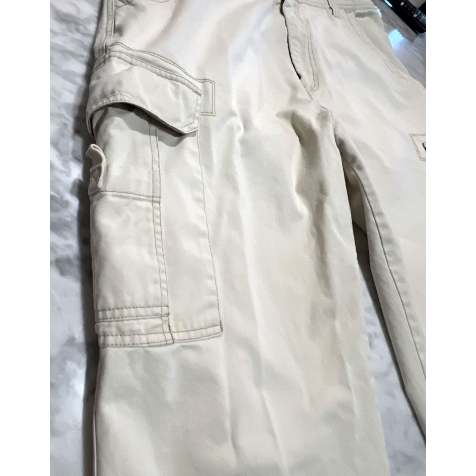 Vintage Unionbay Cargo Pants Mens 38x30 Beige Baggy Wide-Leg Grunge 5-Pocket Canvas Cotton Zip Button Regular Rise High 12in Size US 38 / EU 54 - 6 Thumbnail