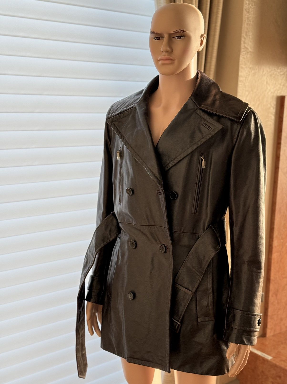 Dolce & Gabbana New Dolce & Gabbana Bullskin Leather Trench Coat Overcoat Size US L / EU 52-54 / 3 - 13 Thumbnail